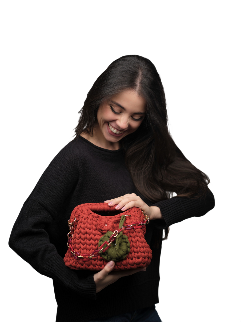 Coral Red Recycled Cotton Bag