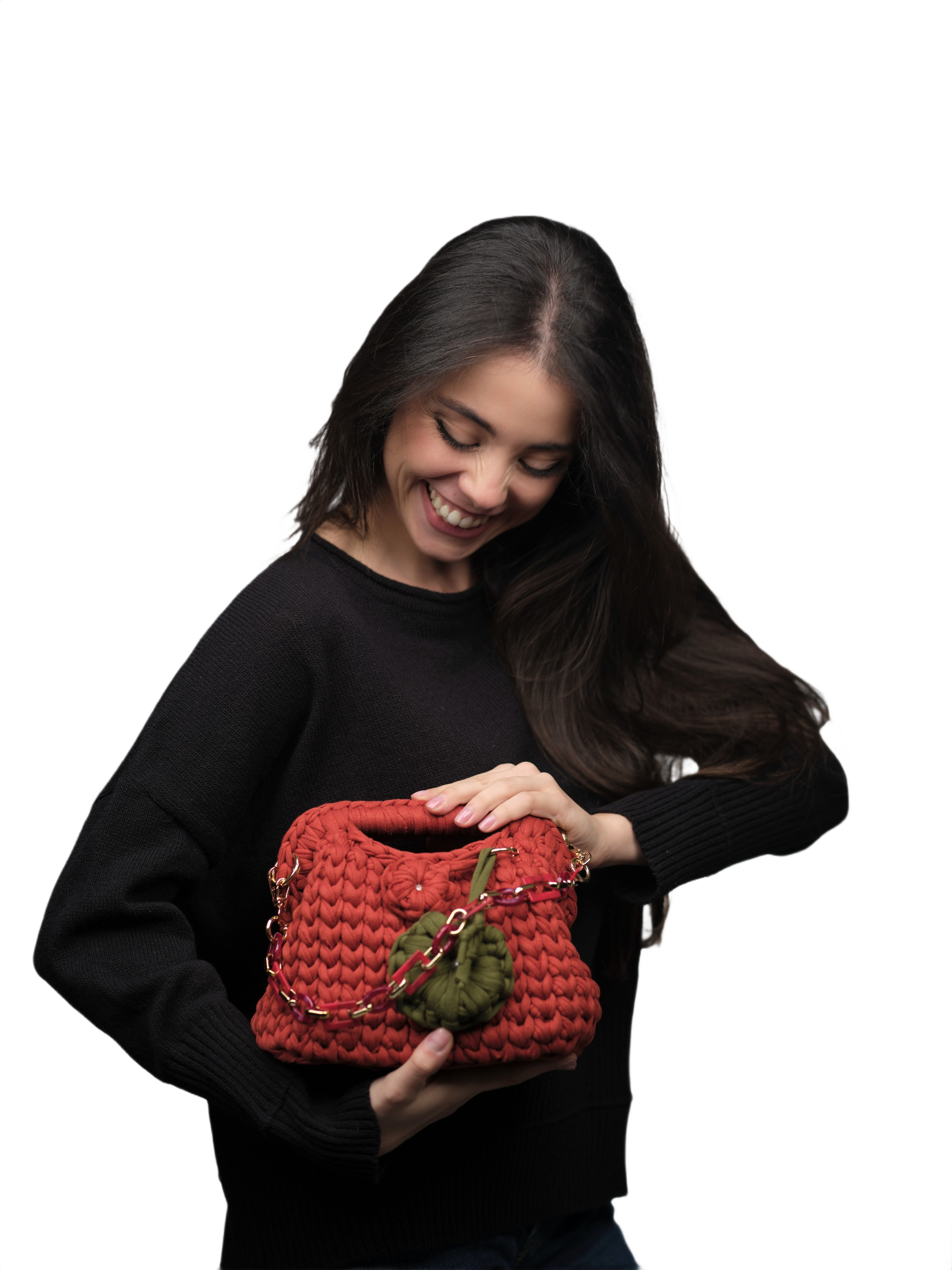 Coral Red Recycled Cotton Bag