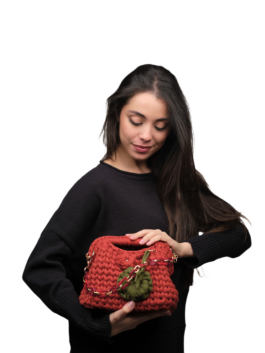 Coral Red Recycled Cotton Bag