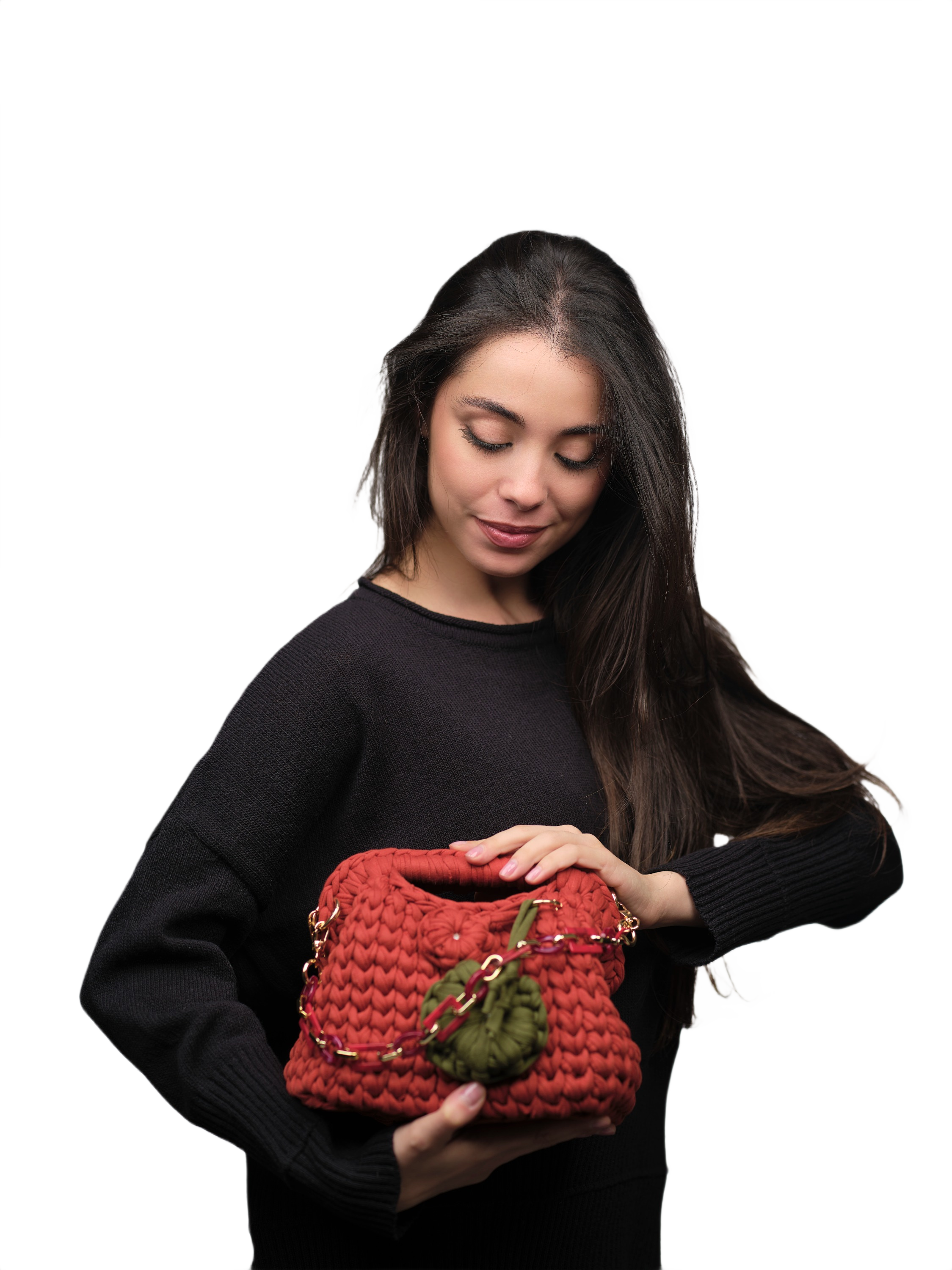 Coral Red Recycled Cotton Bag