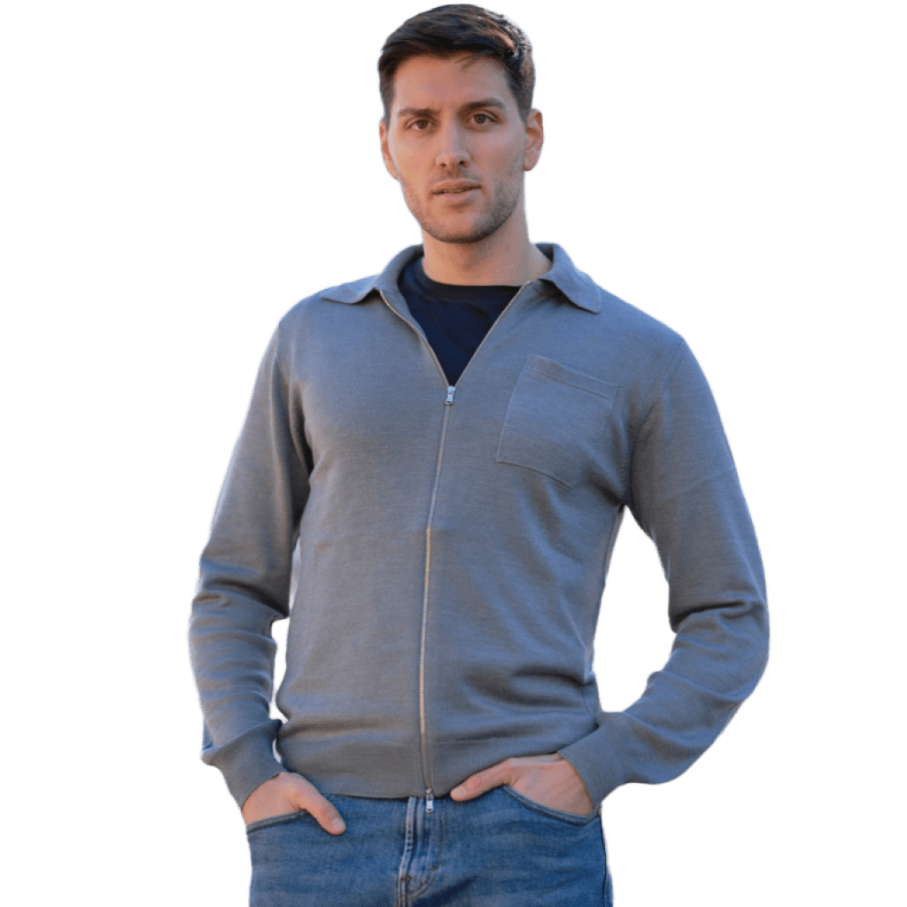 Men's Cashmere Blend, Silk, Extrafine Merino Wool Zip-Up Jacket