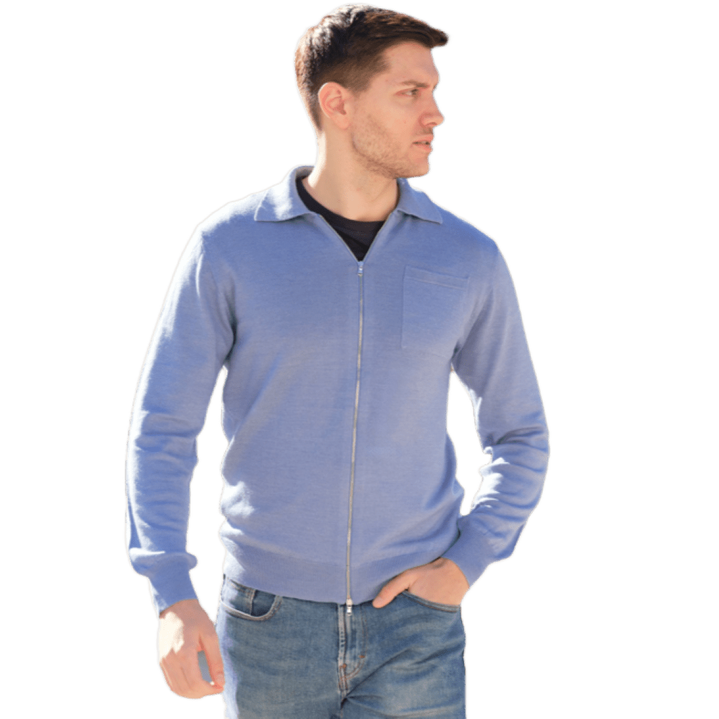 Men's Cashmere Blend, Silk, Extrafine Merino Wool Zip-Up Jacket