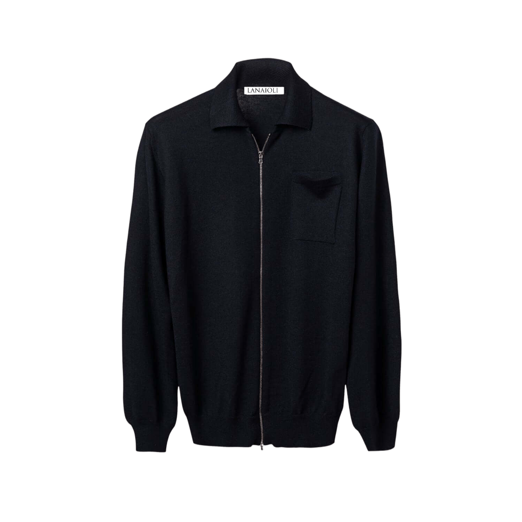 Men's Cashmere Blend, Silk, Extrafine Merino Wool Zip-Up Jacket