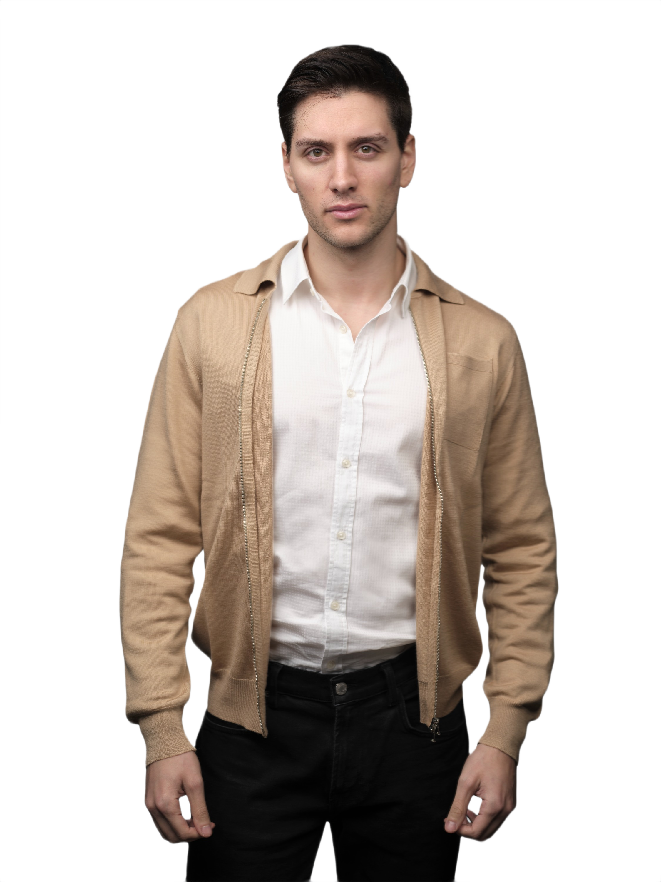 Men's Cashmere Blend, Silk, Extrafine Merino Wool Zip-Up Jacket