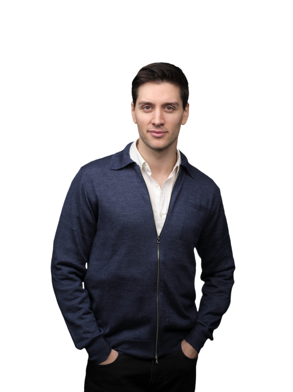 Men's Cashmere Blend, Silk, Extrafine Merino Wool Zip-Up Jacket