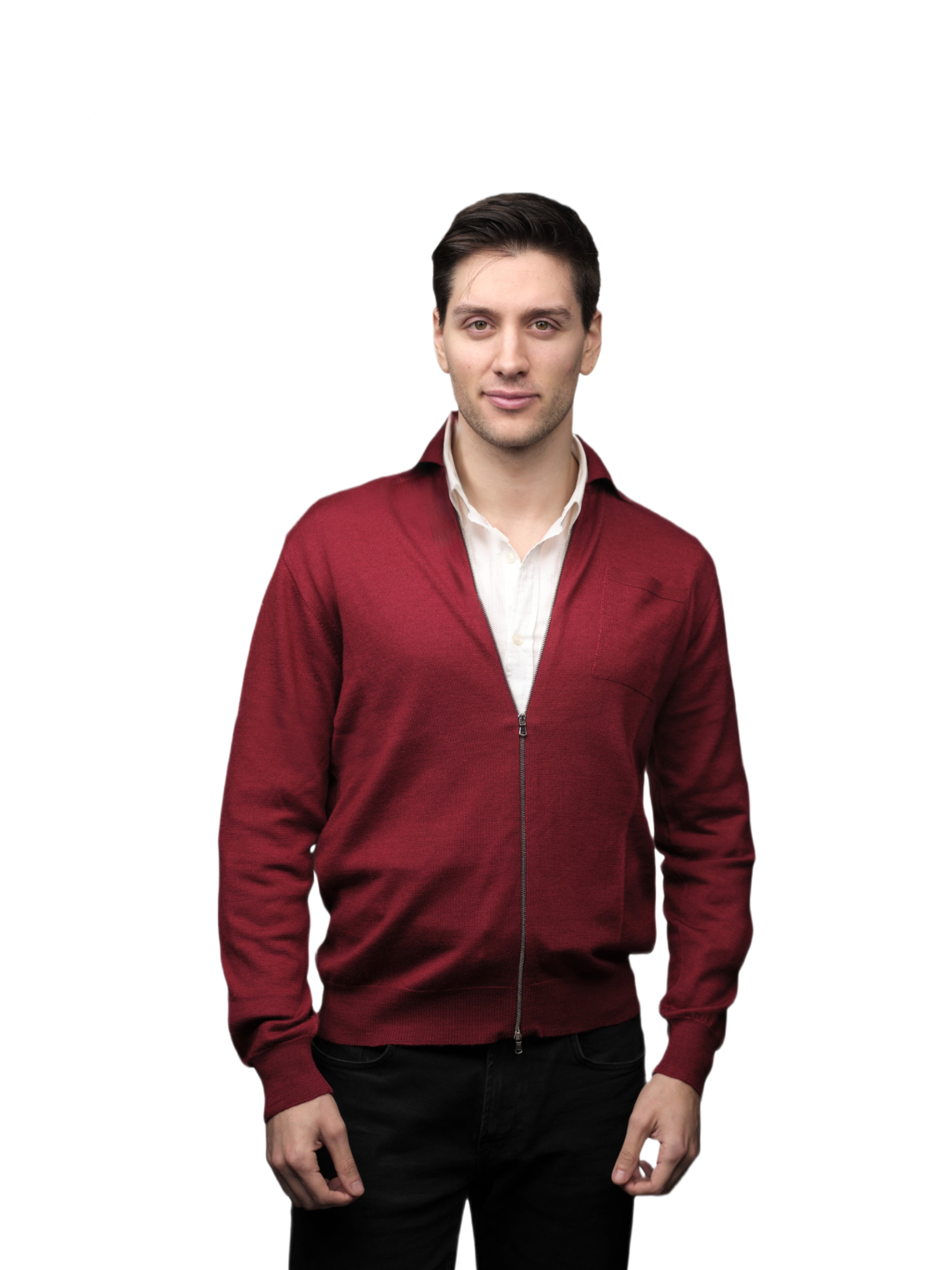 Men's Cashmere Blend, Silk, Extrafine Merino Wool Zip-Up Jacket