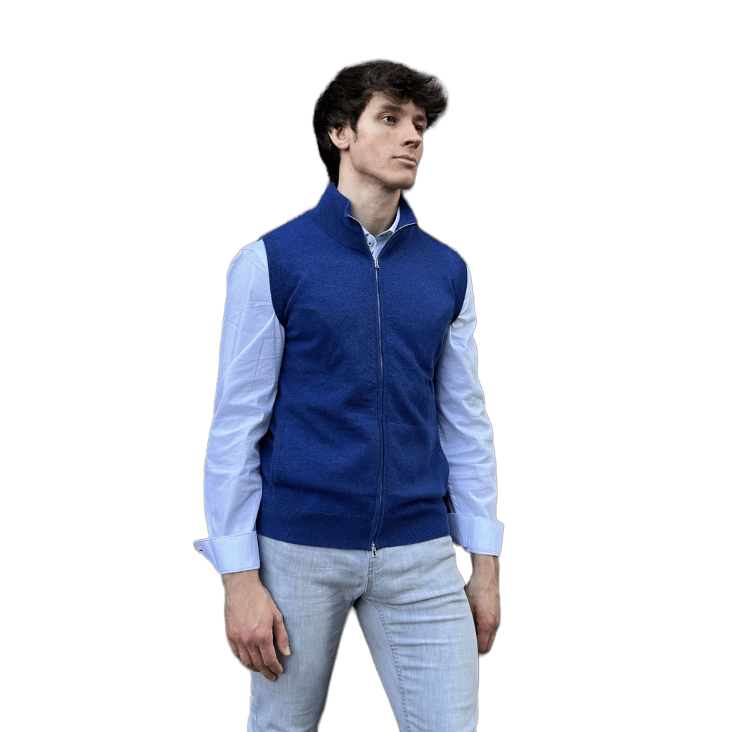Men's Sleeveless Pure Cashmere Zip Jacket Shooting