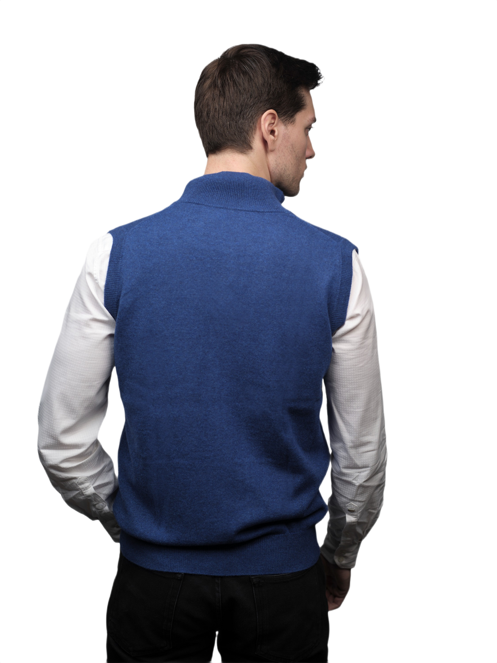 Men's 100% Cashmere Sleeveless Jacket with Zip Closure