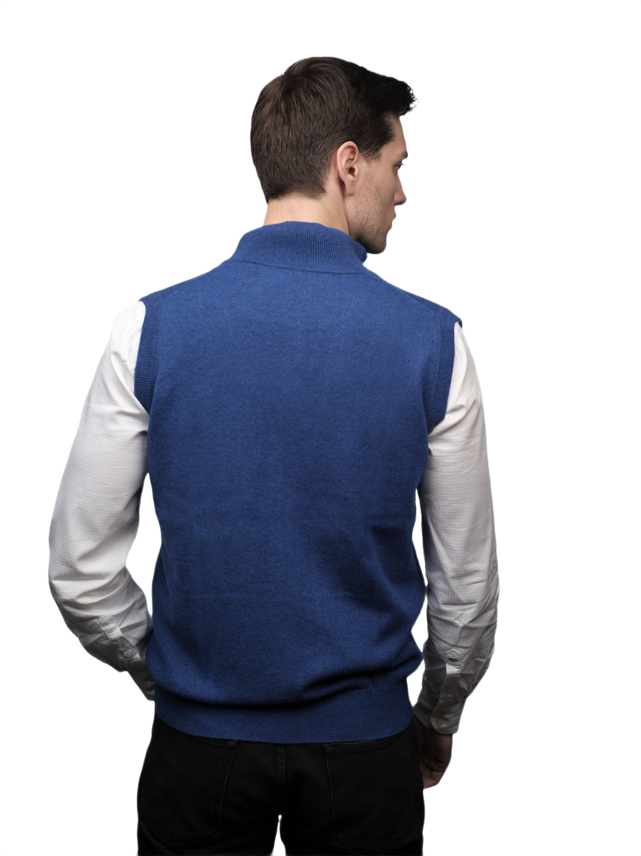 Men's 100% Cashmere Sleeveless Jacket with Zip Closure