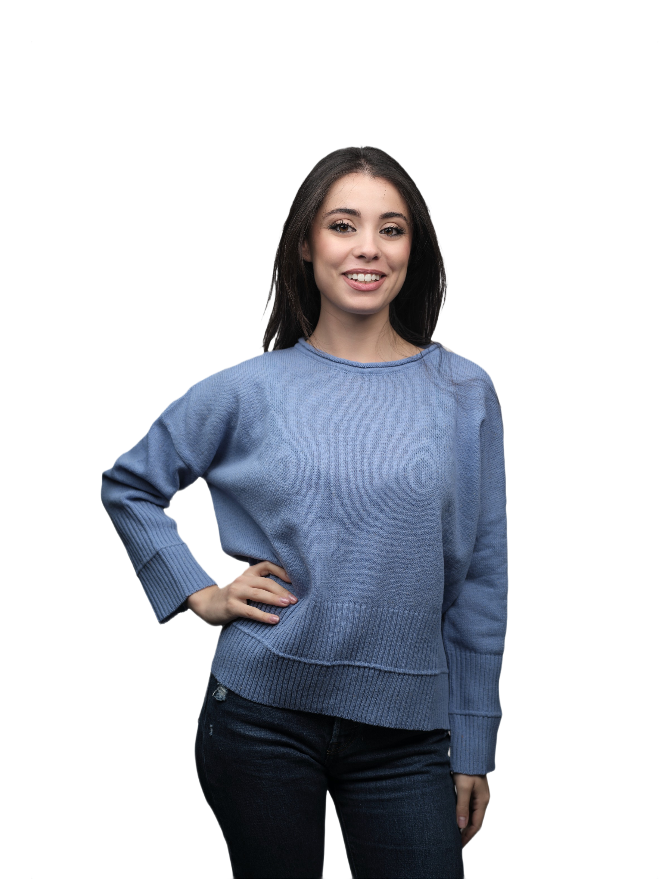 Women's Oversized Crew Neck Short-Chain Merino Wool Jumper