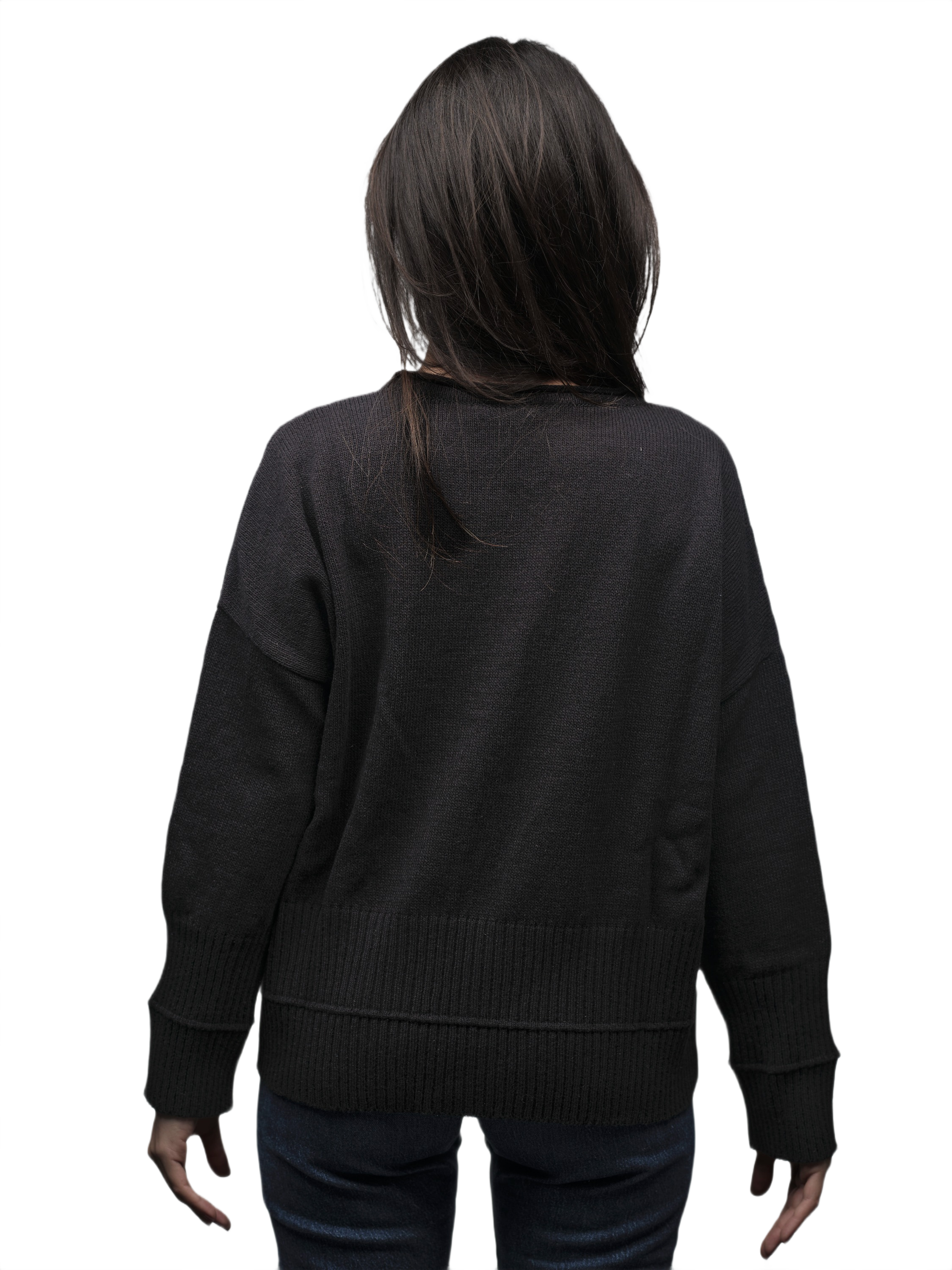 Women's Oversized Crew Neck Short-Chain Merino Wool Jumper
