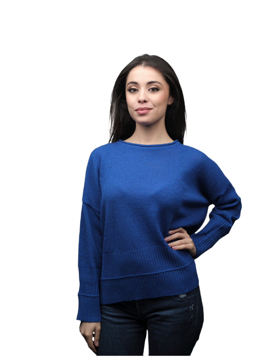Women's Oversized Crew Neck Short-Chain Merino Wool Jumper