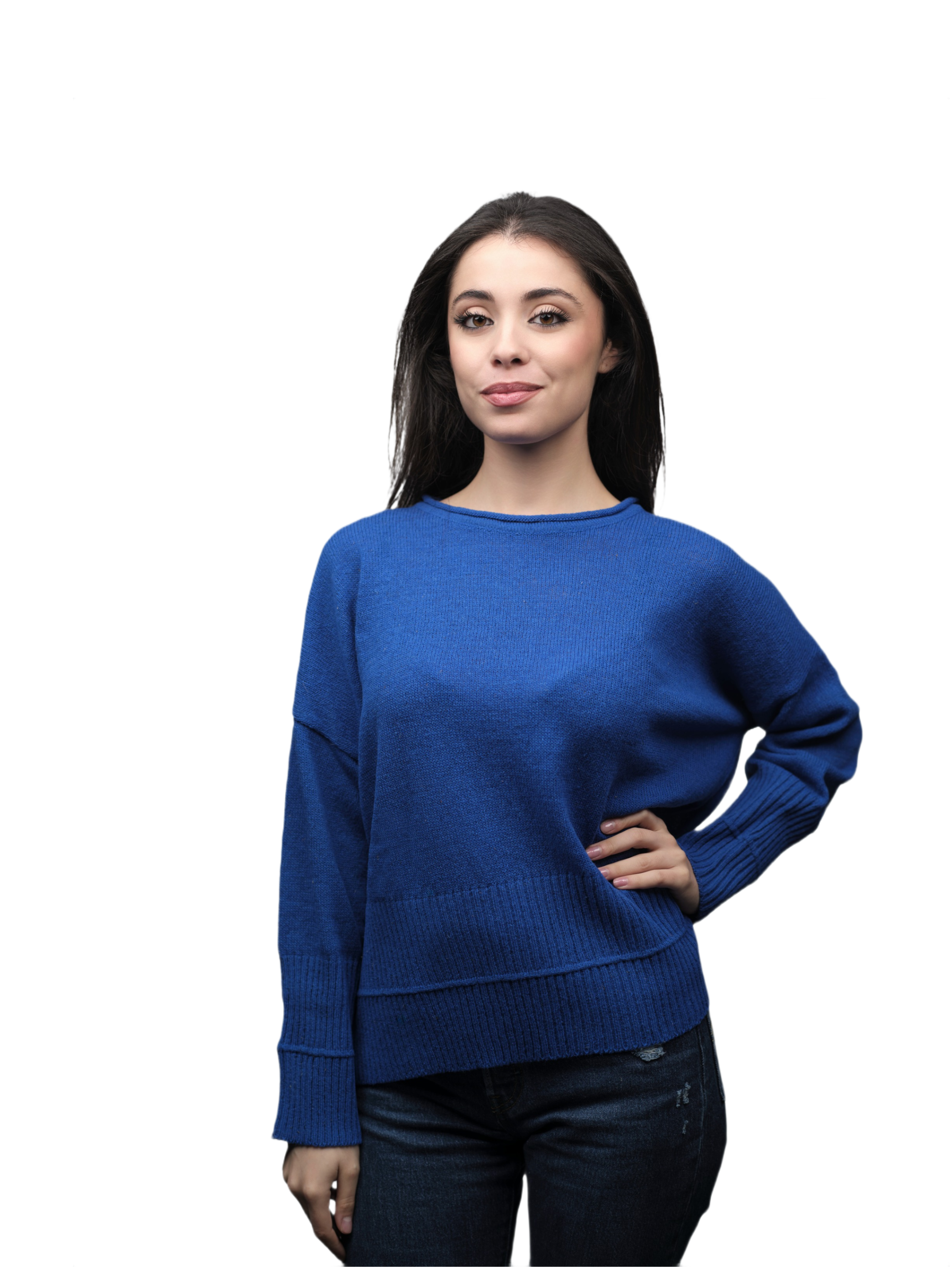 Women's Oversized Crew Neck Short-Chain Merino Wool Jumper