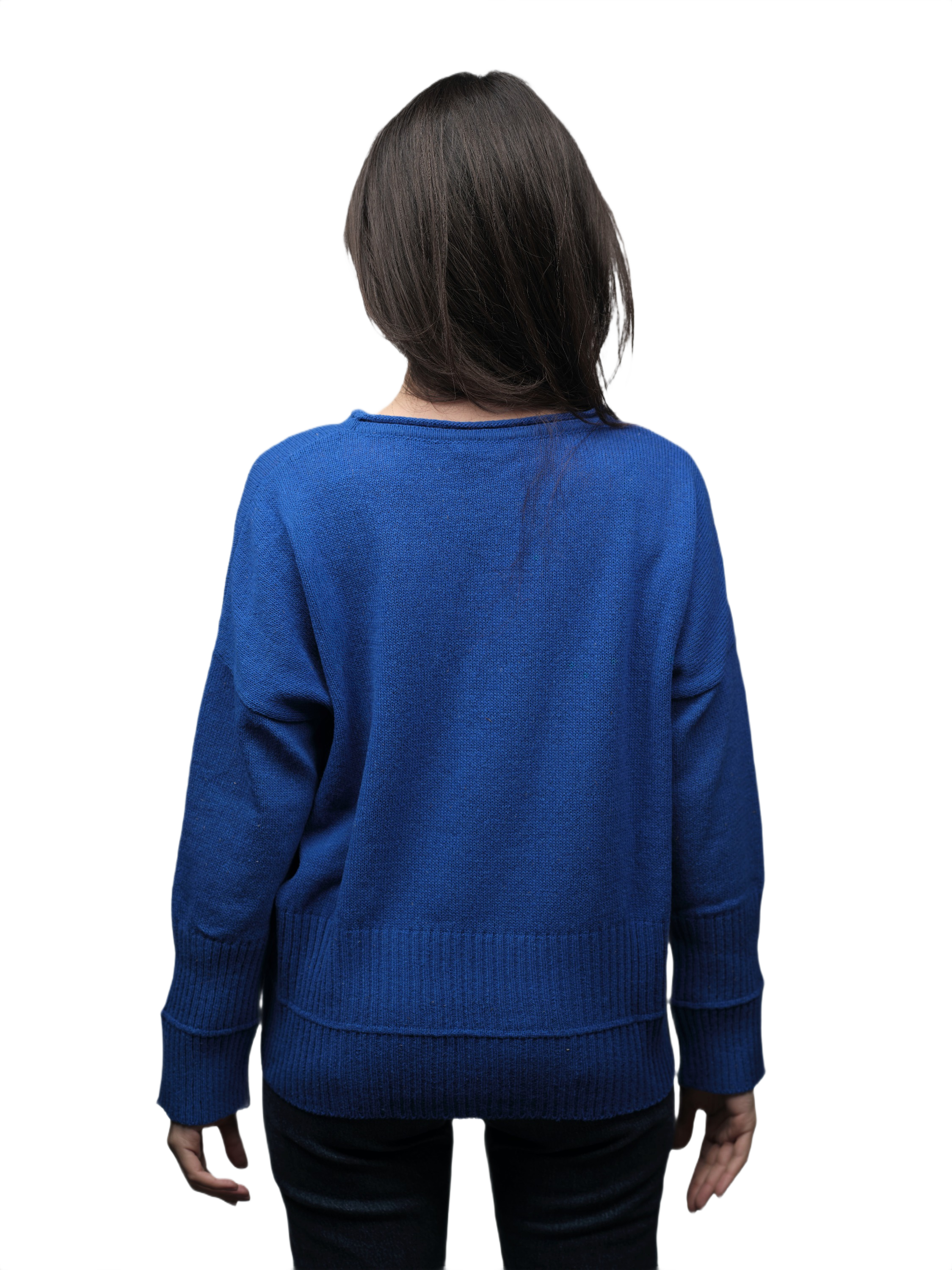 Women's Oversized Crew Neck Short-Chain Merino Wool Jumper