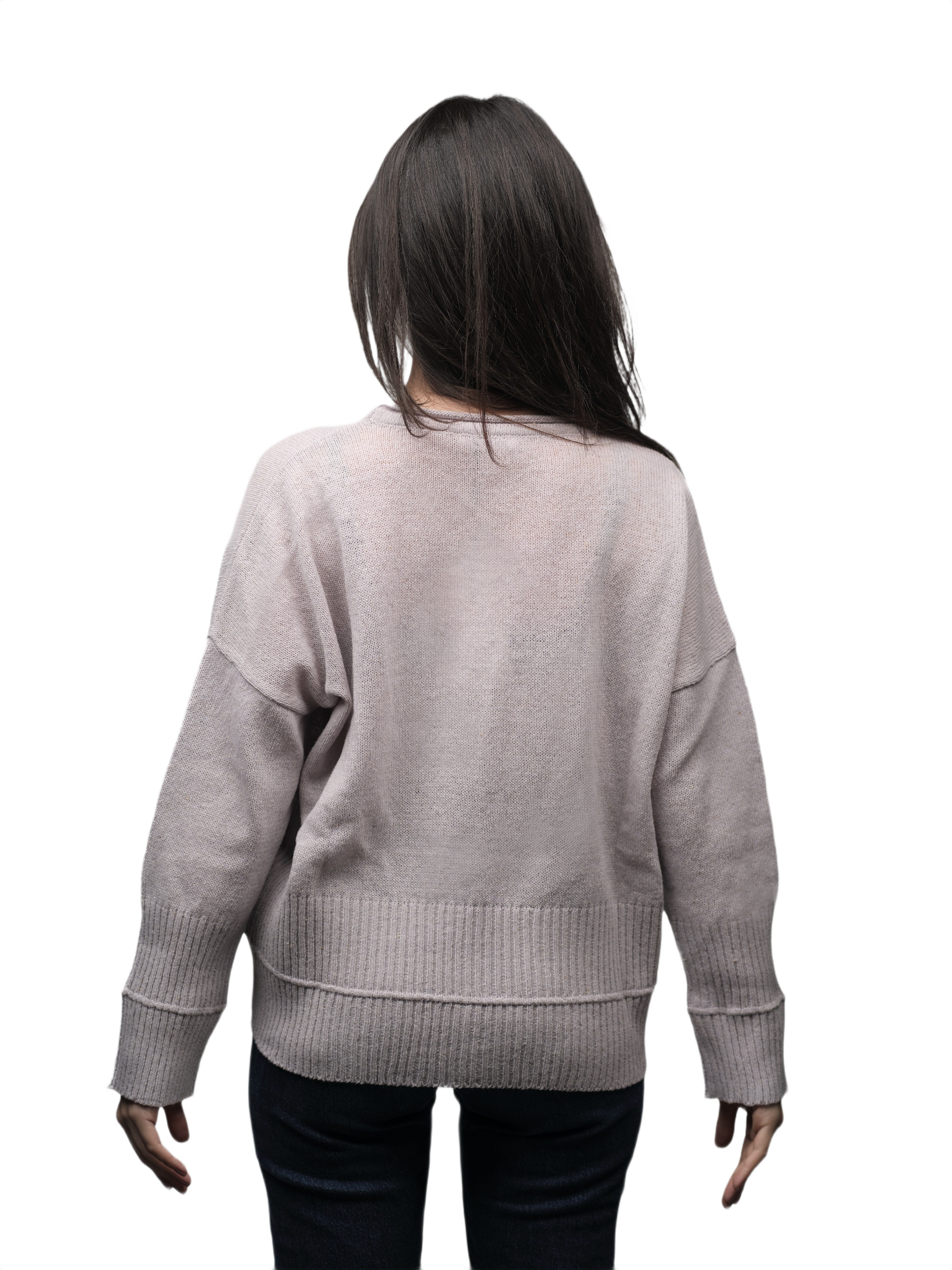 Women's Oversized Crew Neck Short-Chain Merino Wool Jumper
