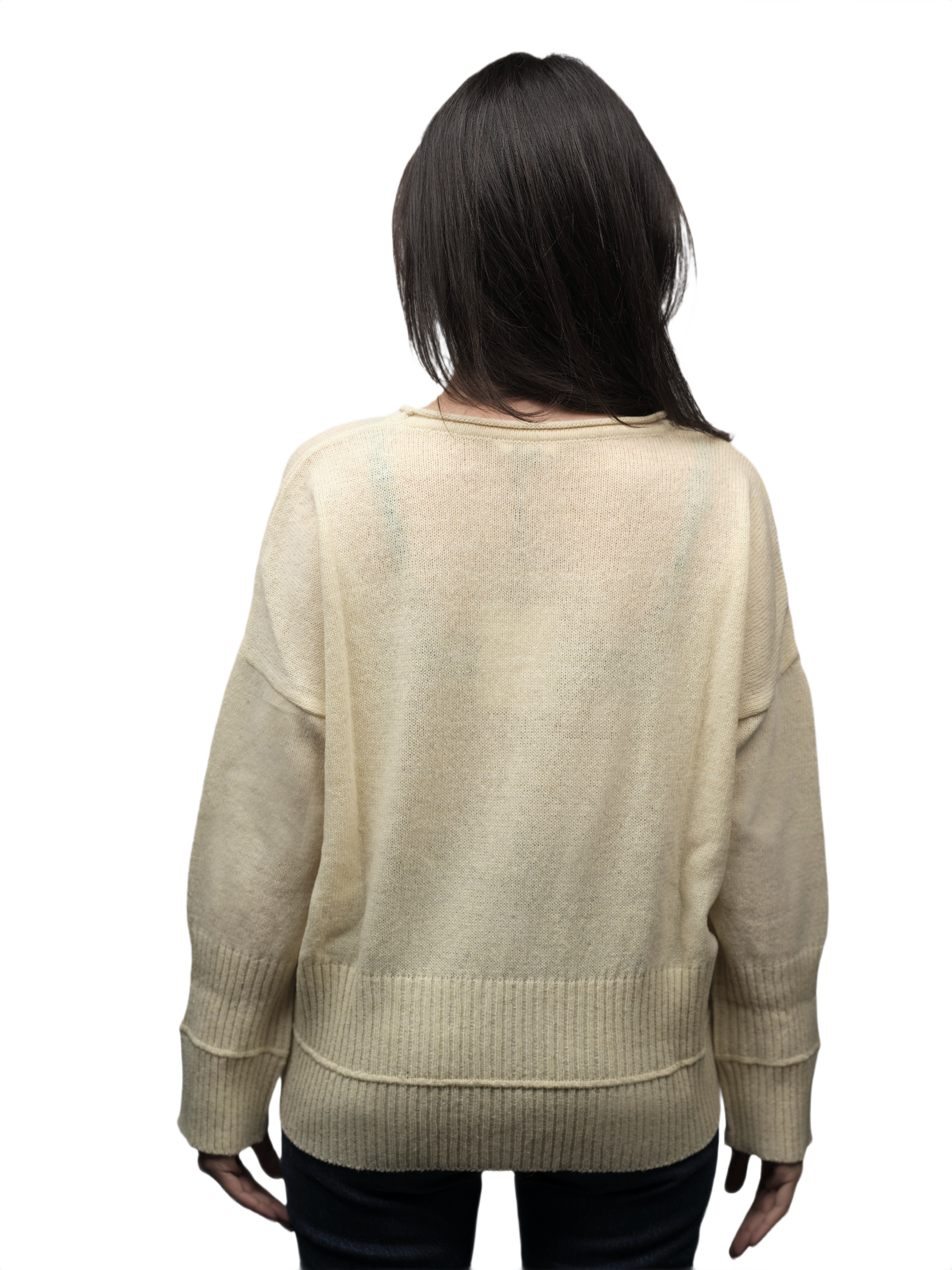 Women's Oversized Crew Neck Short-Chain Merino Wool Jumper