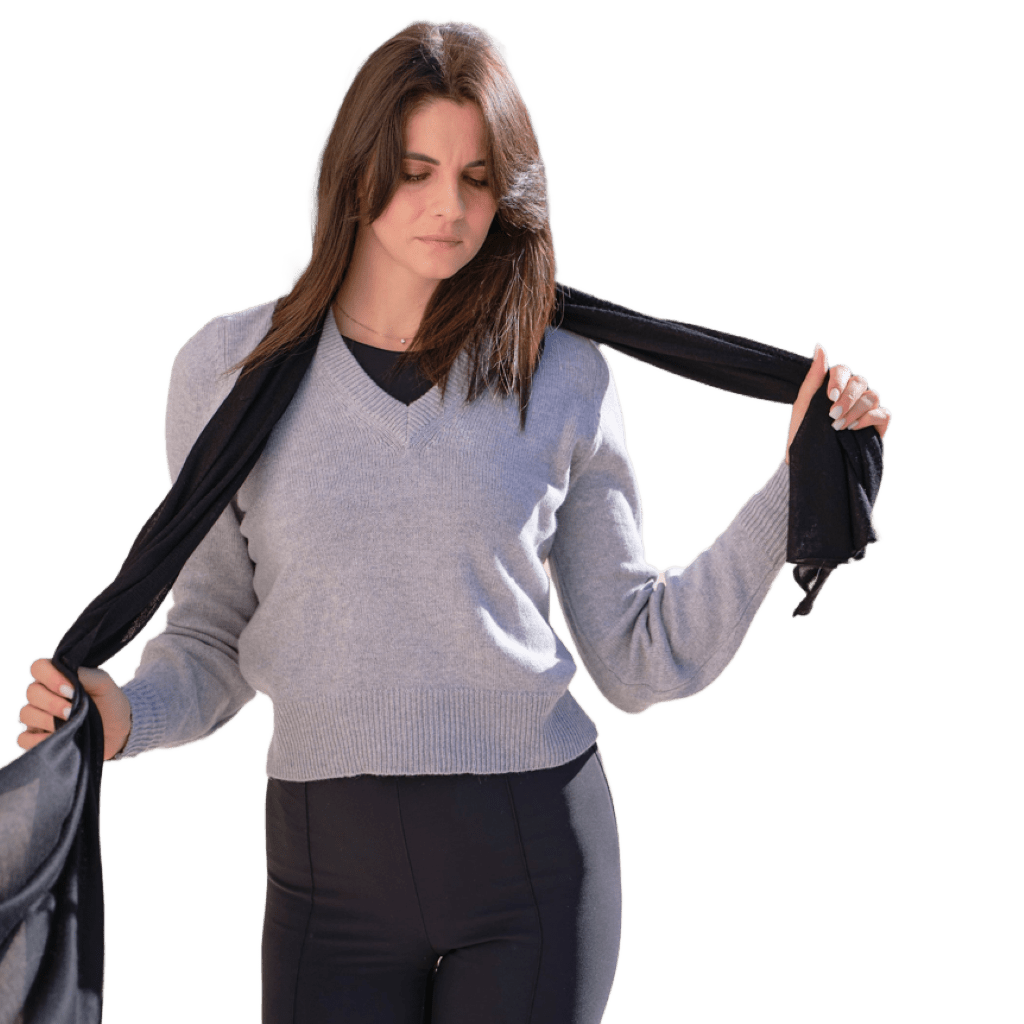 Women's V-Neck Cashmere, Merino Wool, and Silk Blend Sweater