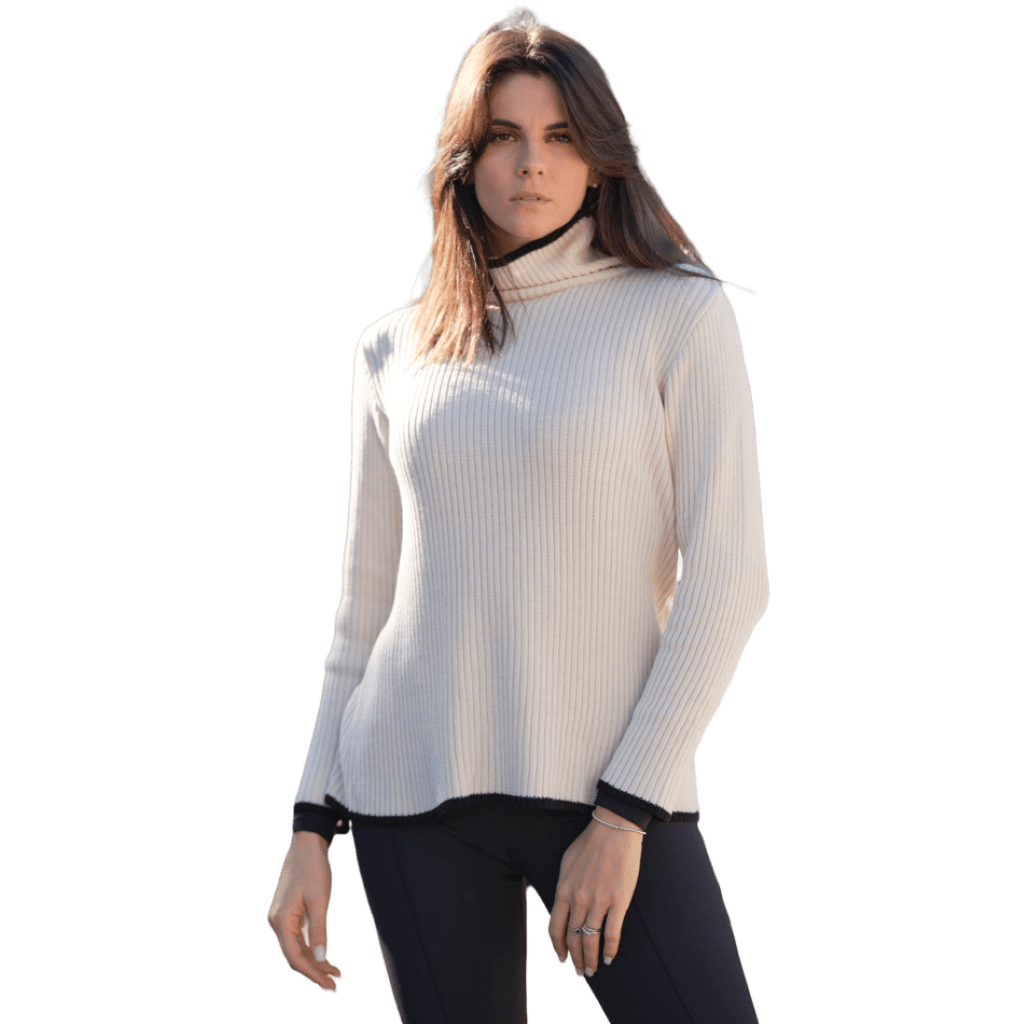 Women's Extra Fine Merino Wool High Neck Ribbed Sweater