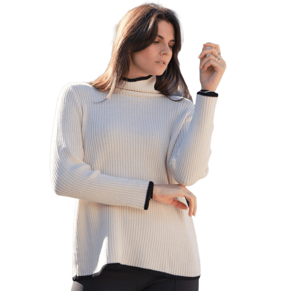 Women's Extra Fine Merino Wool High Neck Ribbed Sweater