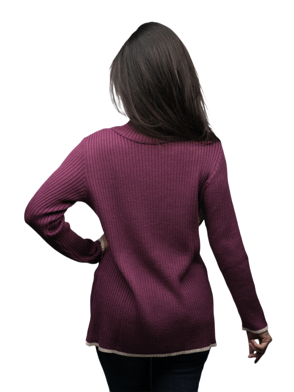 Women's Extra Fine Merino Wool High Neck Ribbed Sweater