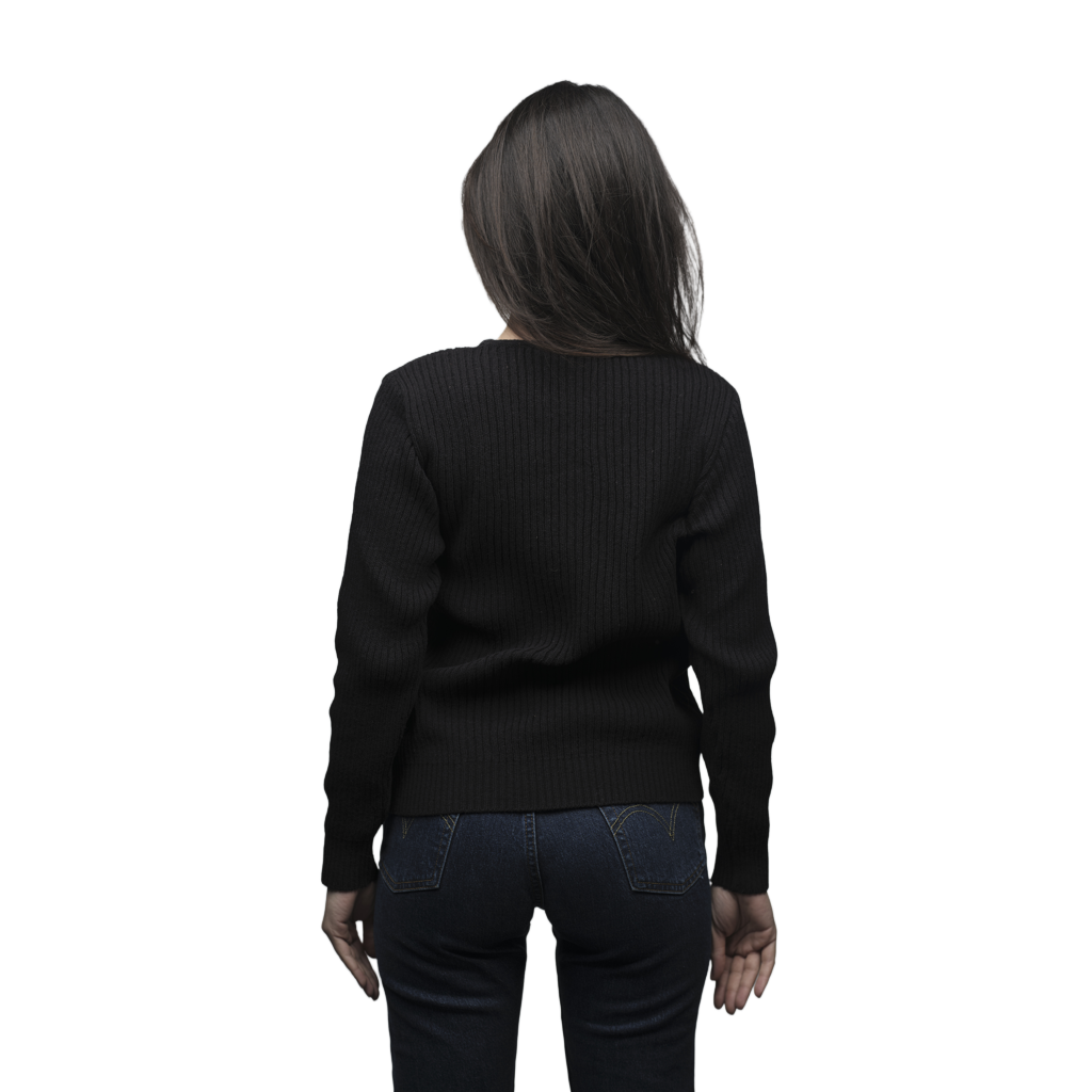 Women's Ribbed Crewneck Short-Chain Merino Wool Sweater