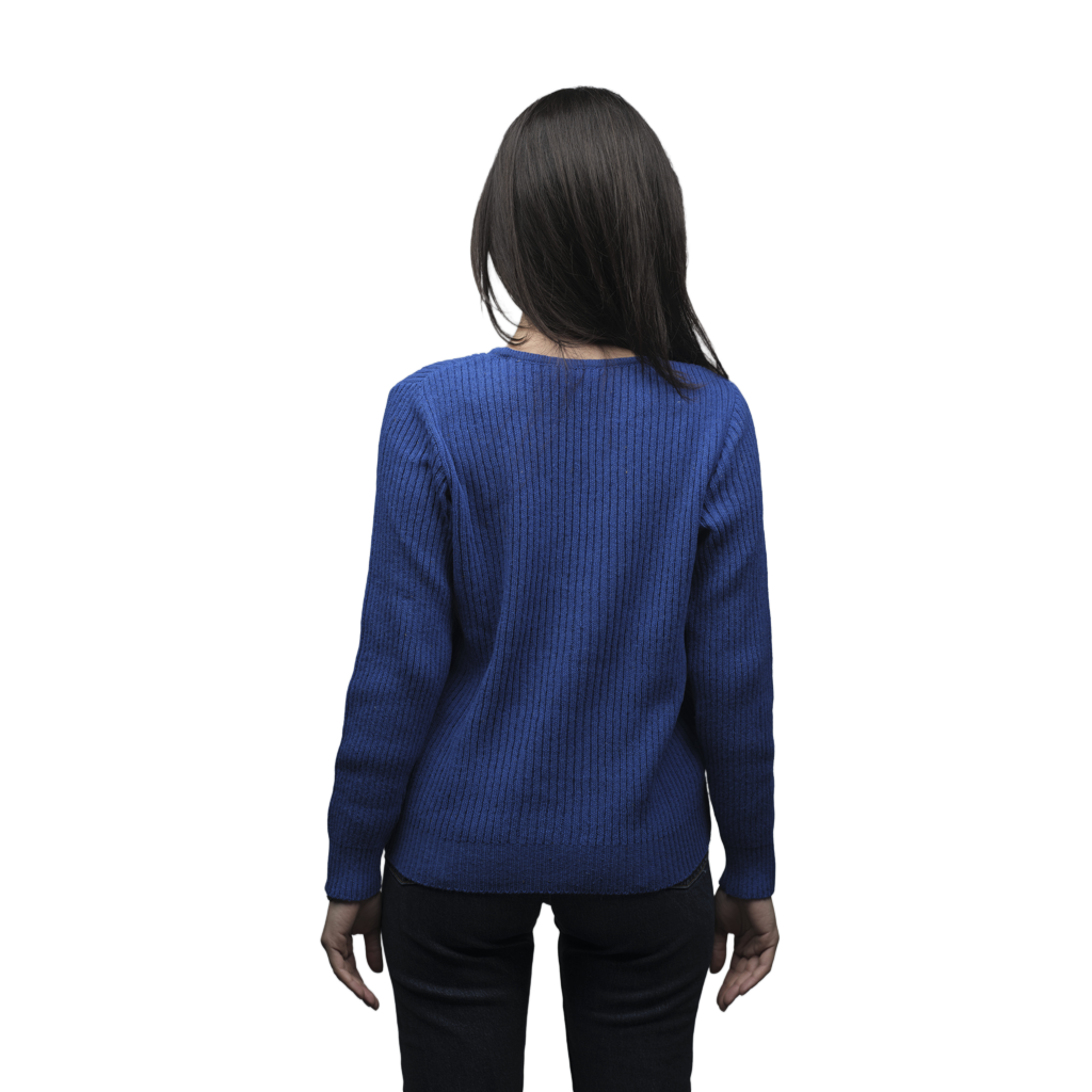 Women's Ribbed Crewneck Short-Chain Merino Wool Sweater