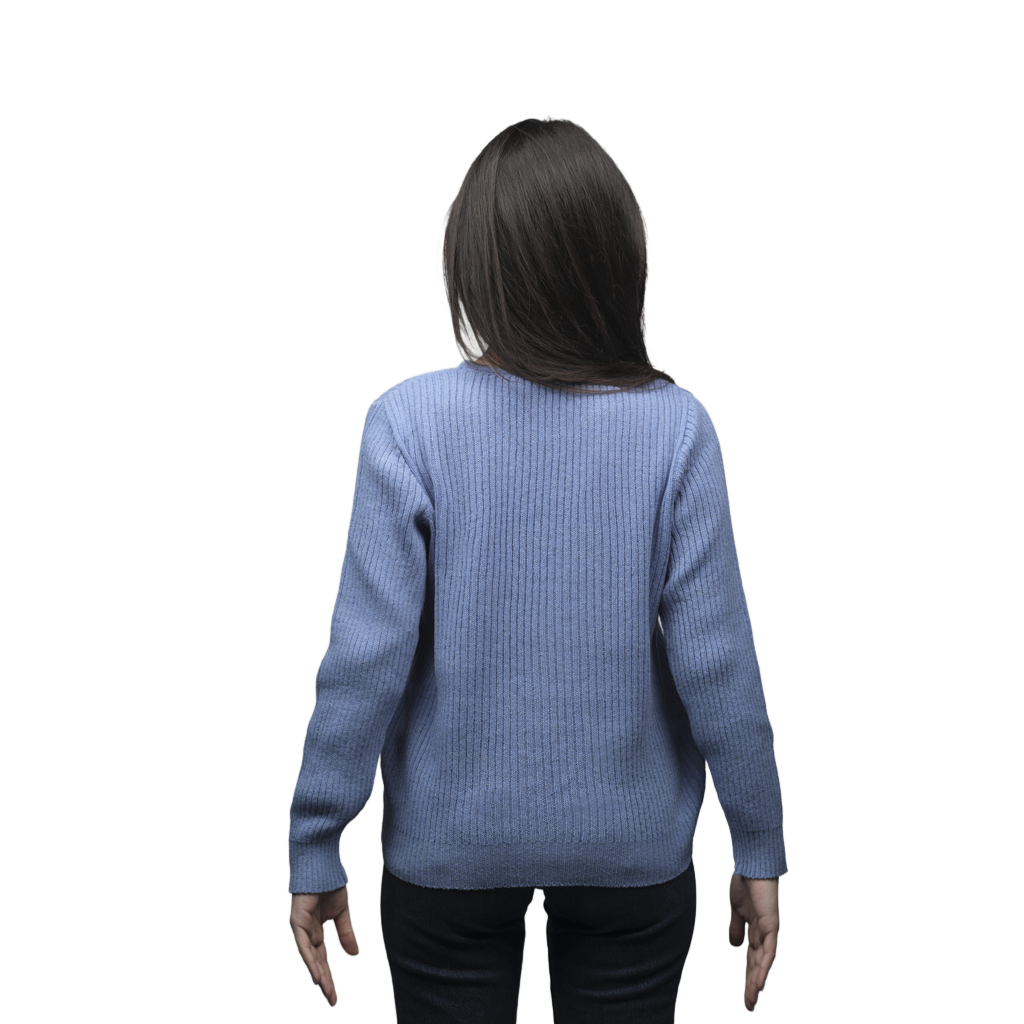 Women's Ribbed Crewneck Short-Chain Merino Wool Sweater