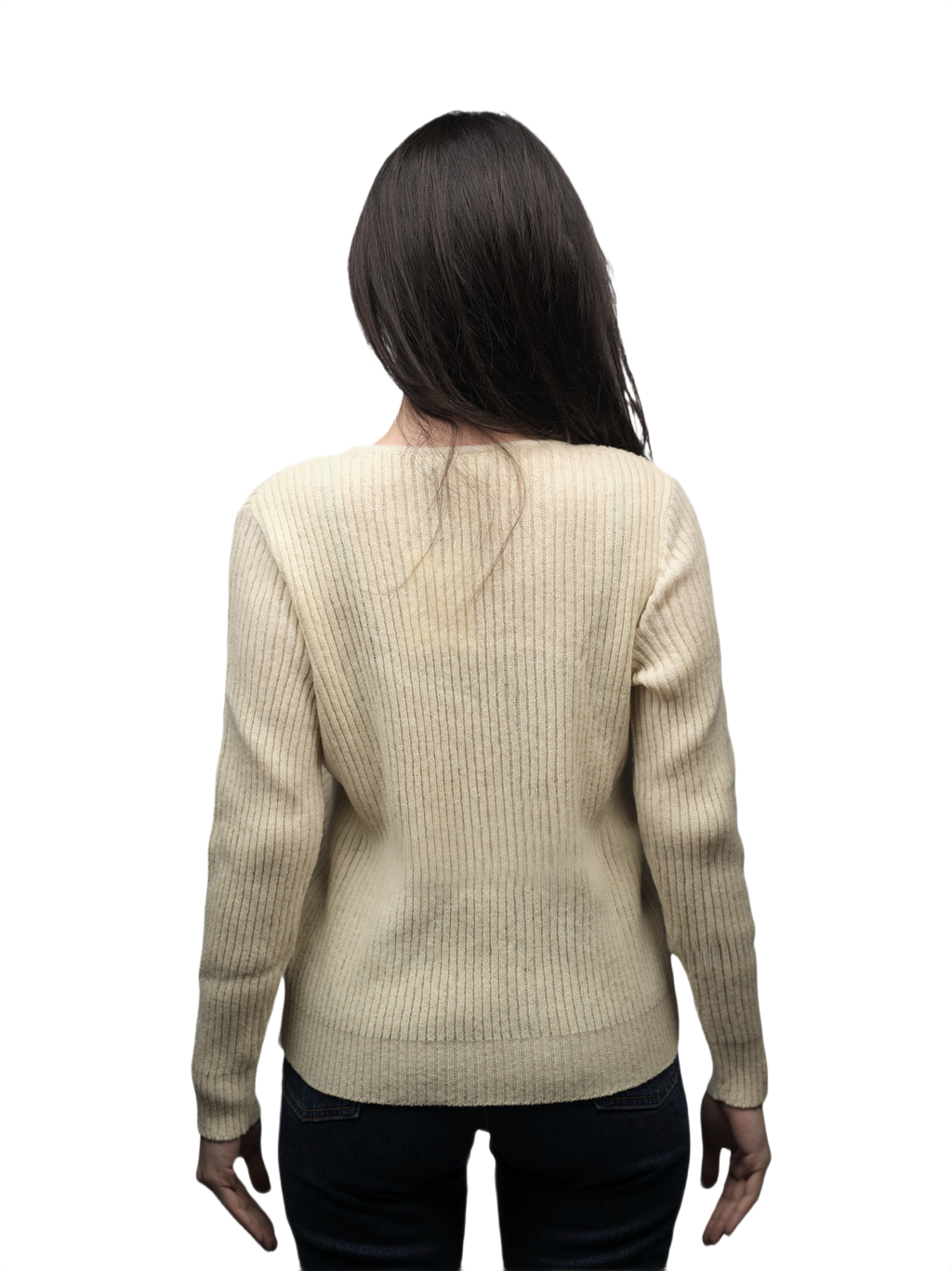 Women's Ribbed Crewneck Short-Chain Merino Wool Sweater