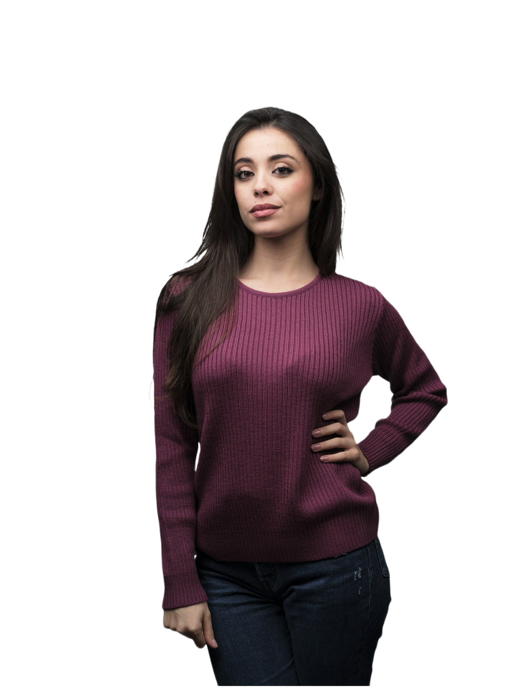 Women's Ribbed Merino Wool Crewneck Sweater