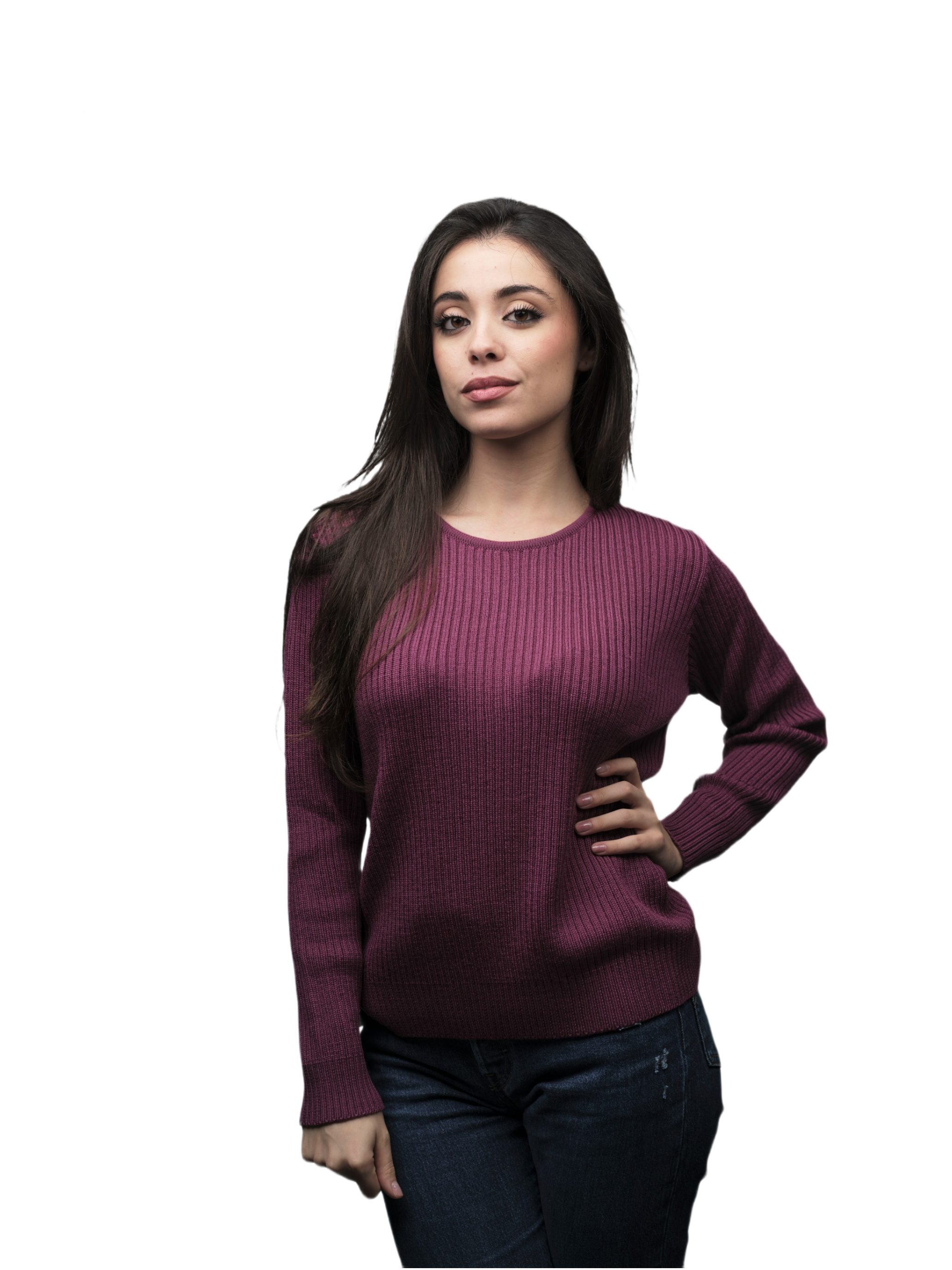 Women's Ribbed Merino Wool Crewneck Sweater