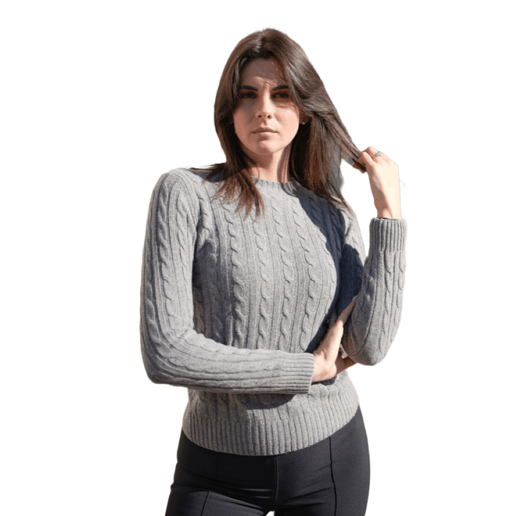 Women's Crewneck Cable-Knit Sweater in Recycled Cashmere