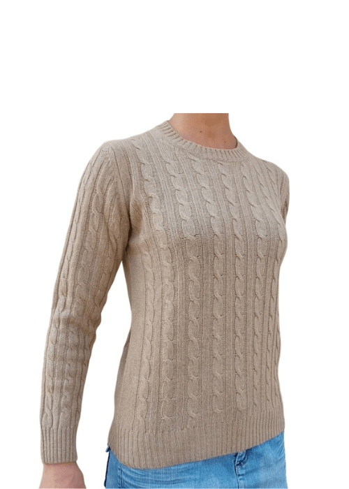 Women's Crewneck Cable-Knit Sweater in Recycled Cashmere