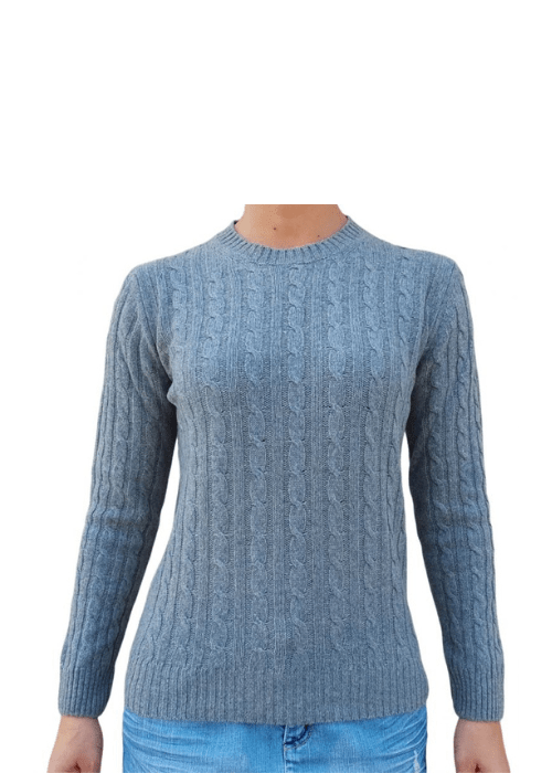 Women's Crewneck Cable-Knit Sweater in Recycled Cashmere