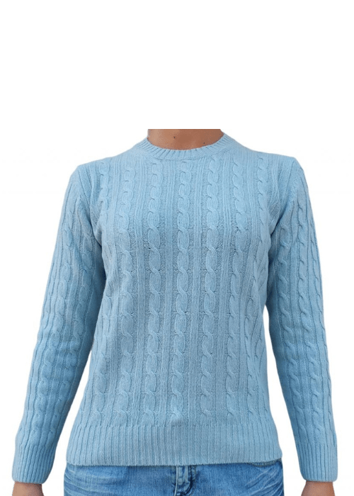 Women's Crewneck Cable-Knit Sweater in Recycled Cashmere