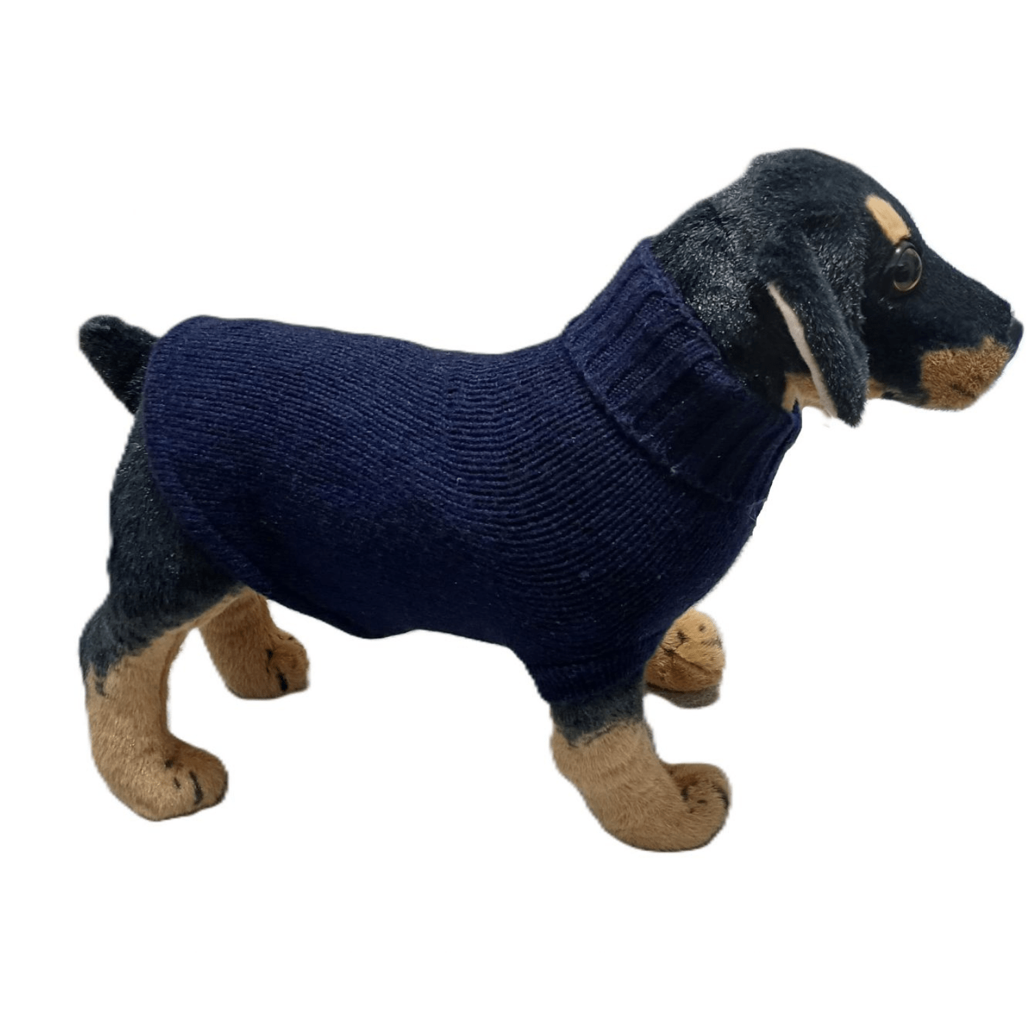 Plain Knit Jumper with Ribbed Neck for Dogs or Cats in Regenerated Cashmere, 5 Gauge