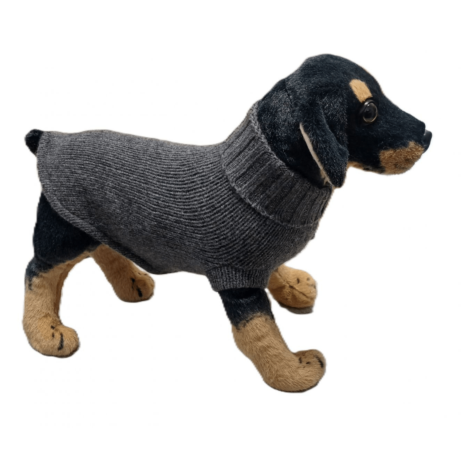 Plain Knit Jumper with Ribbed Neck for Dogs or Cats in Regenerated Cashmere, 5 Gauge