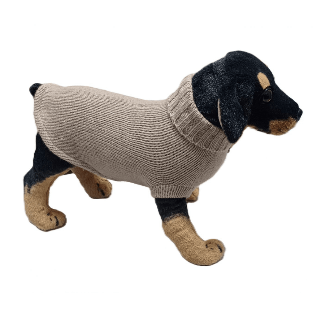 Plain Knit Jumper with Ribbed Neck for Dogs or Cats in Regenerated Cashmere, 5 Gauge