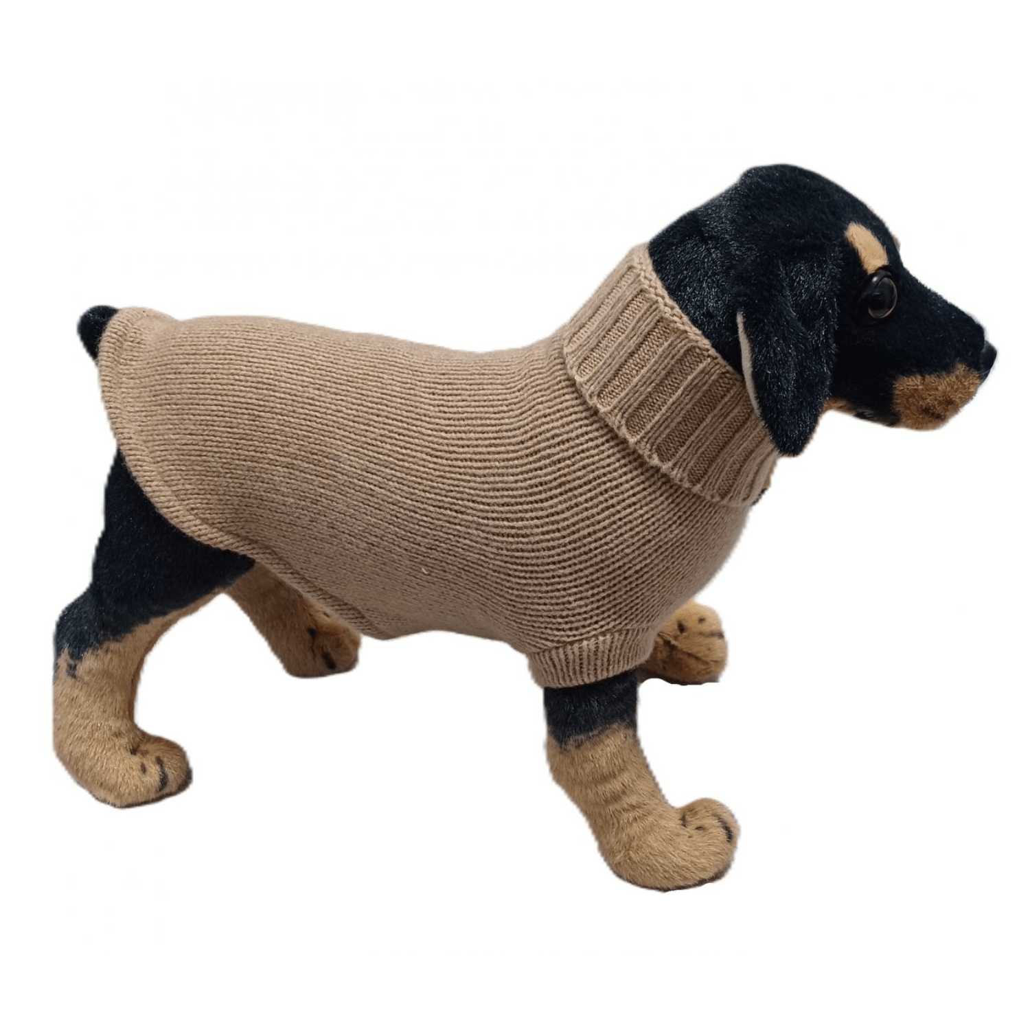 Plain Knit Jumper with Ribbed Neck for Dogs or Cats in Regenerated Cashmere, 5 Gauge