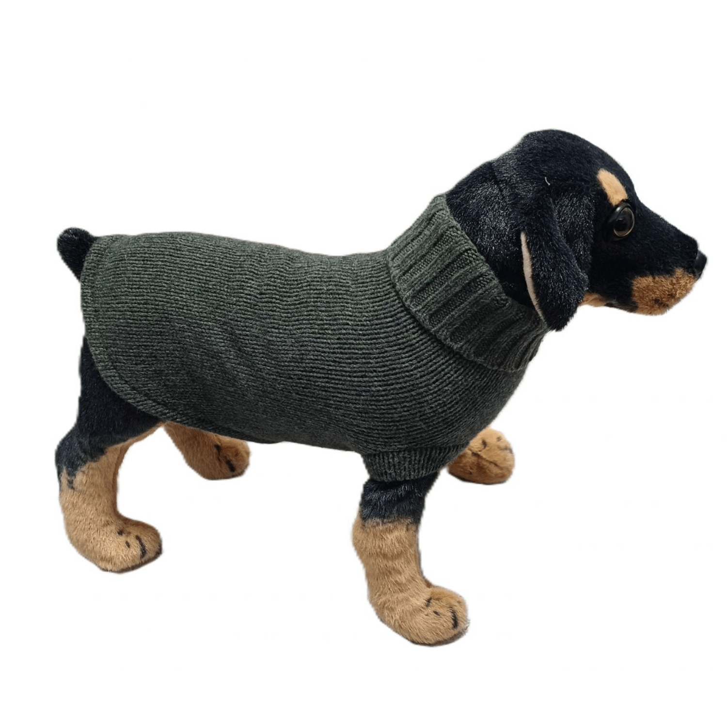 Plain Knit Jumper with Ribbed Neck for Dogs or Cats in Regenerated Cashmere, 5 Gauge
