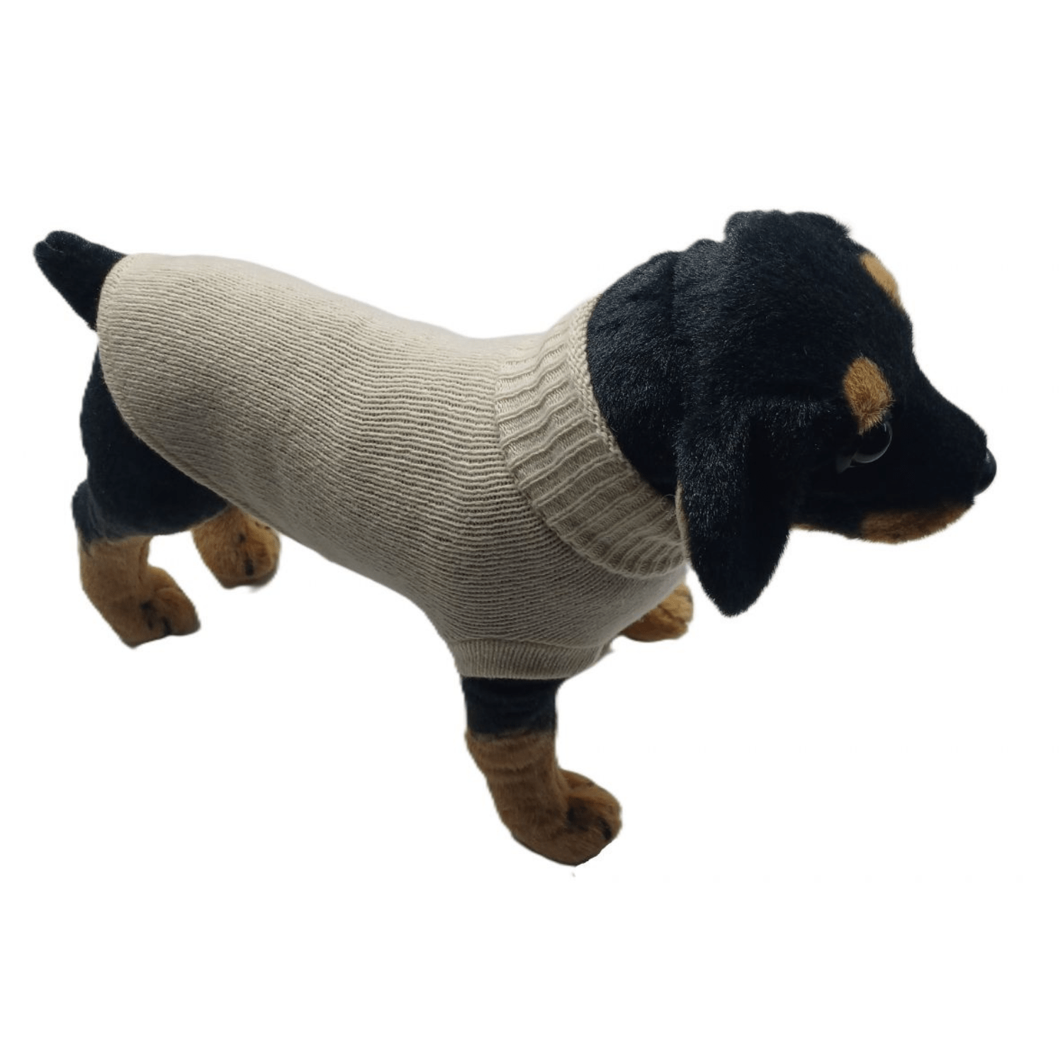 Plain Knit Jumper with Ribbed Neck for Dogs or Cats in Regenerated Cashmere, 5 Gauge
