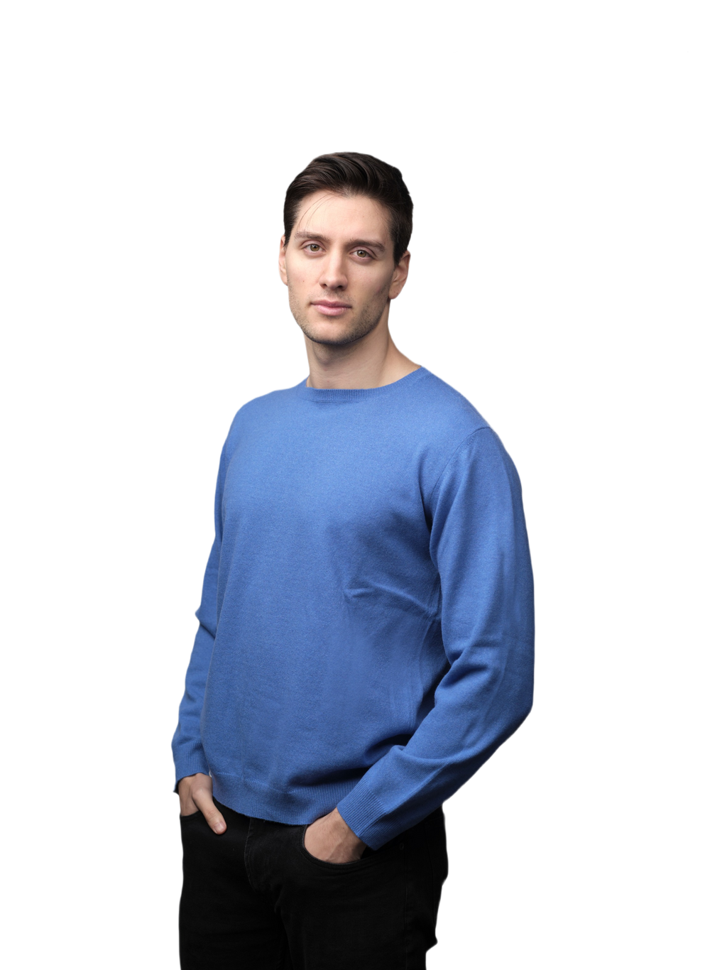Men's Crew Neck Drop Shoulder Recycled Cashmere Sweater