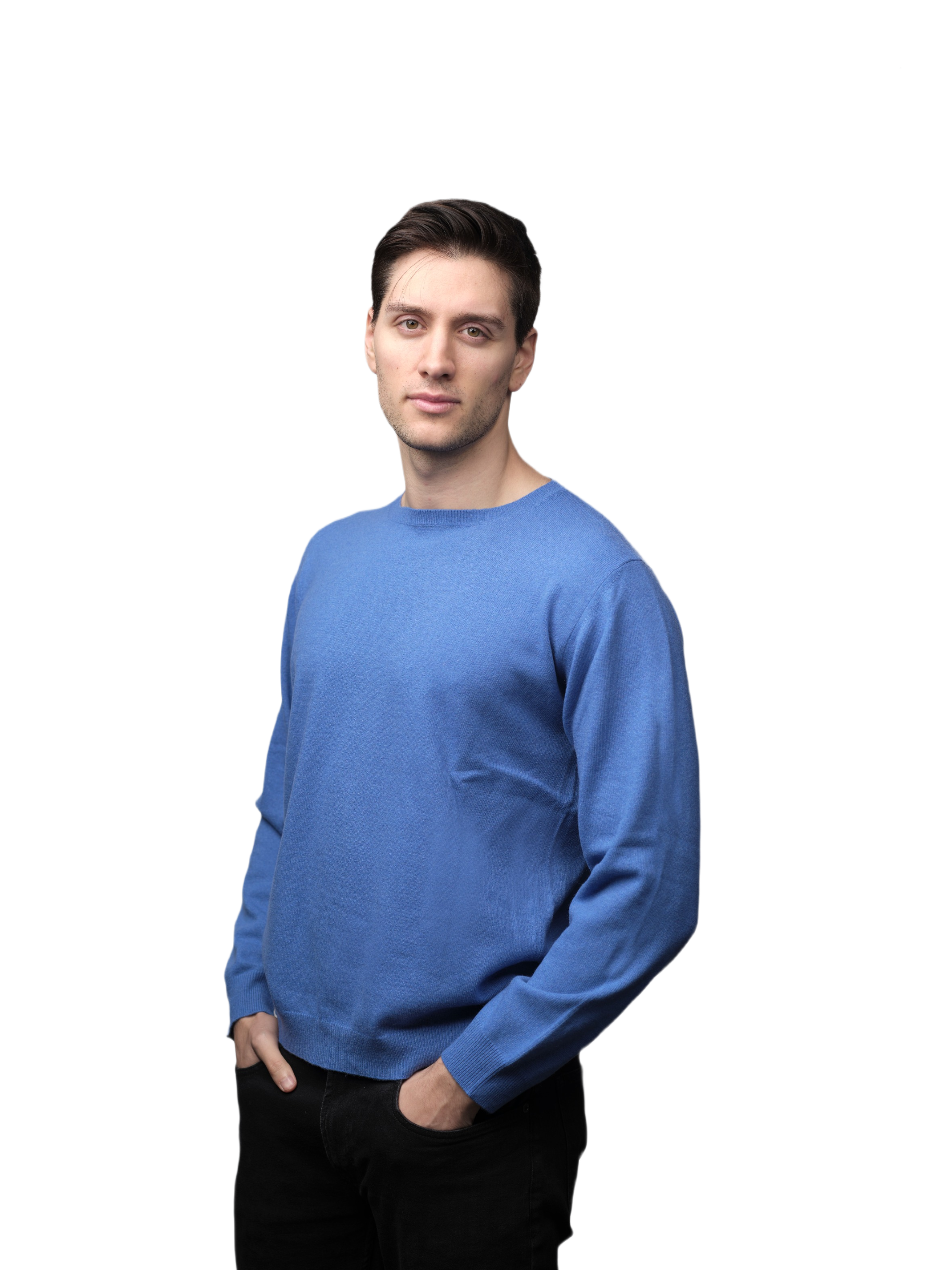 Men's Crew Neck Drop Shoulder Recycled Cashmere Sweater