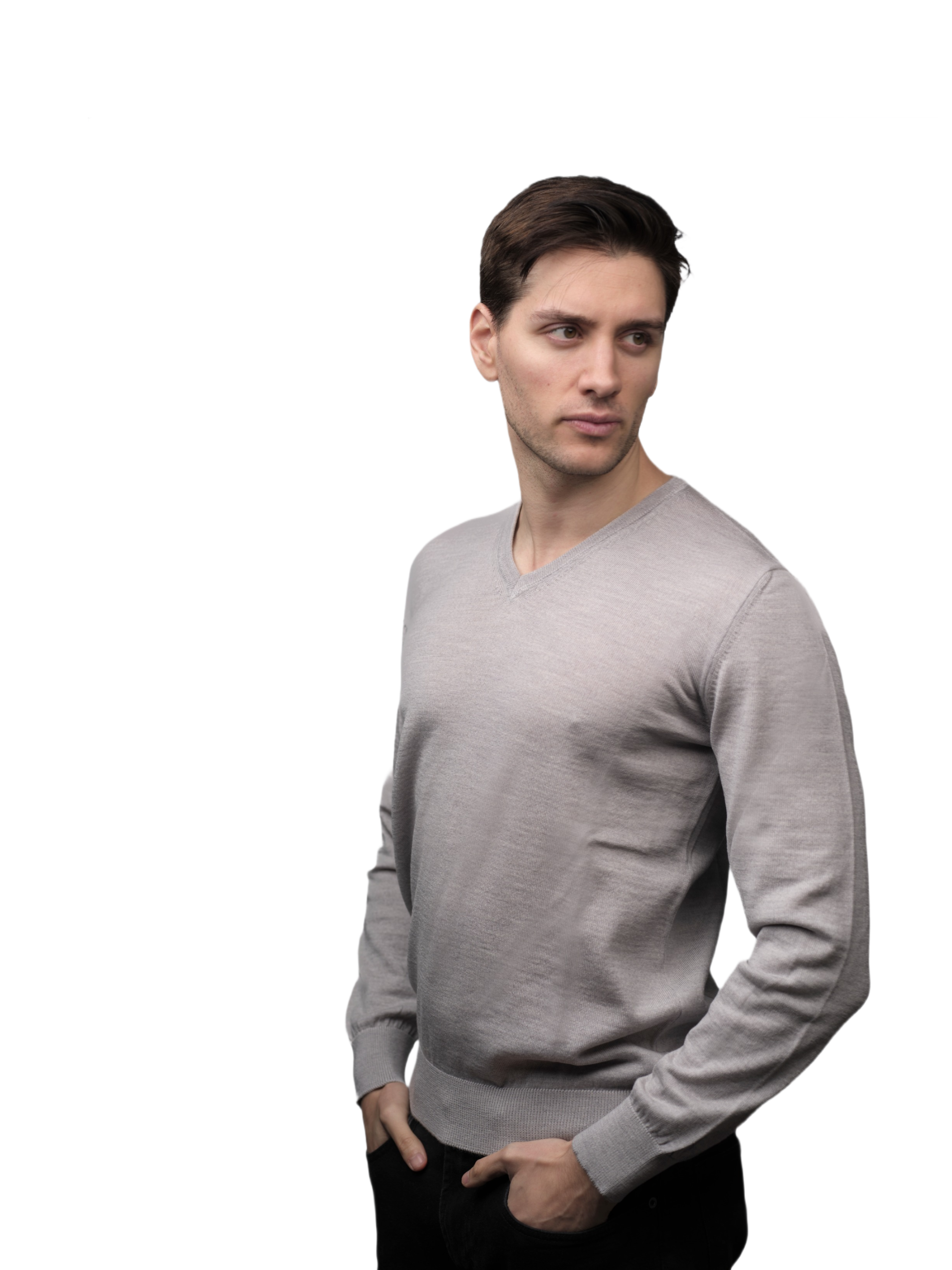 Men's V-Neck Merino Extrafine Wool Sweater