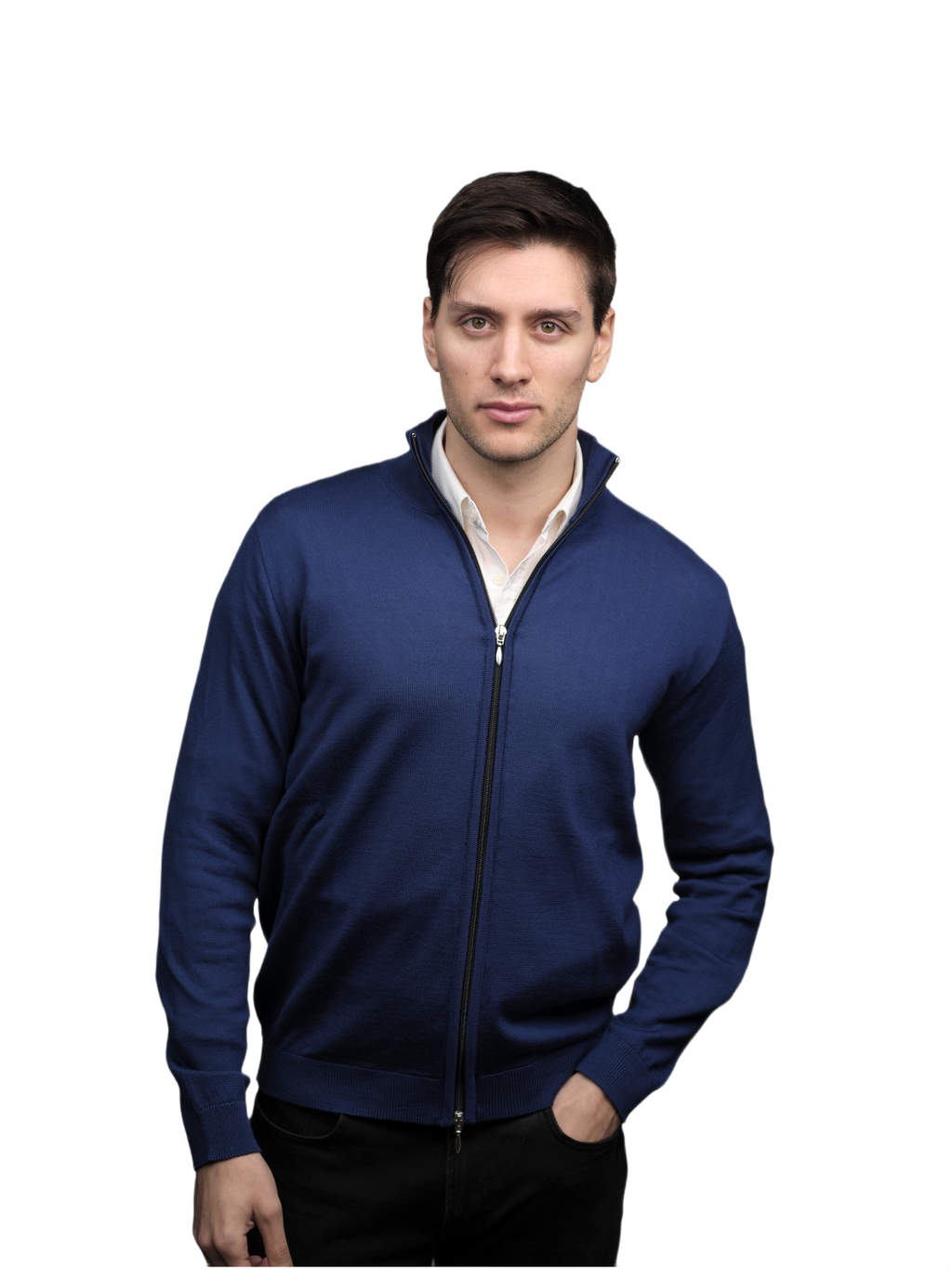 Men's Full-Zip Merino Wool Jumper