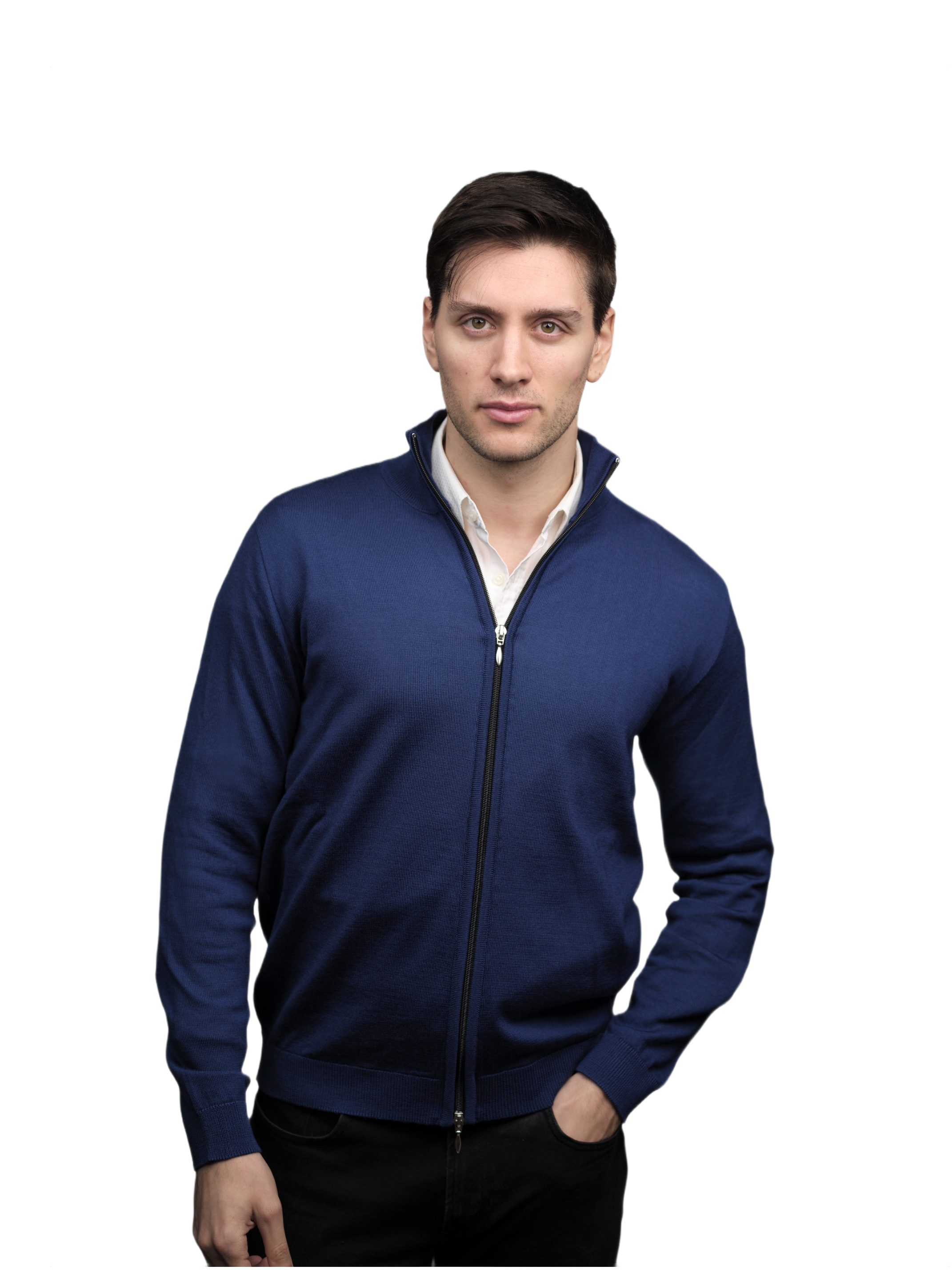 Men's Full-Zip Merino Wool Jumper