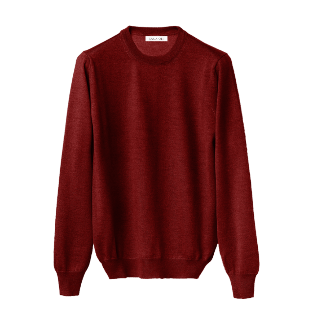 Men's Crew Neck Sweater in Cashmere, Silk, and Extrafine Merino Wool Blend