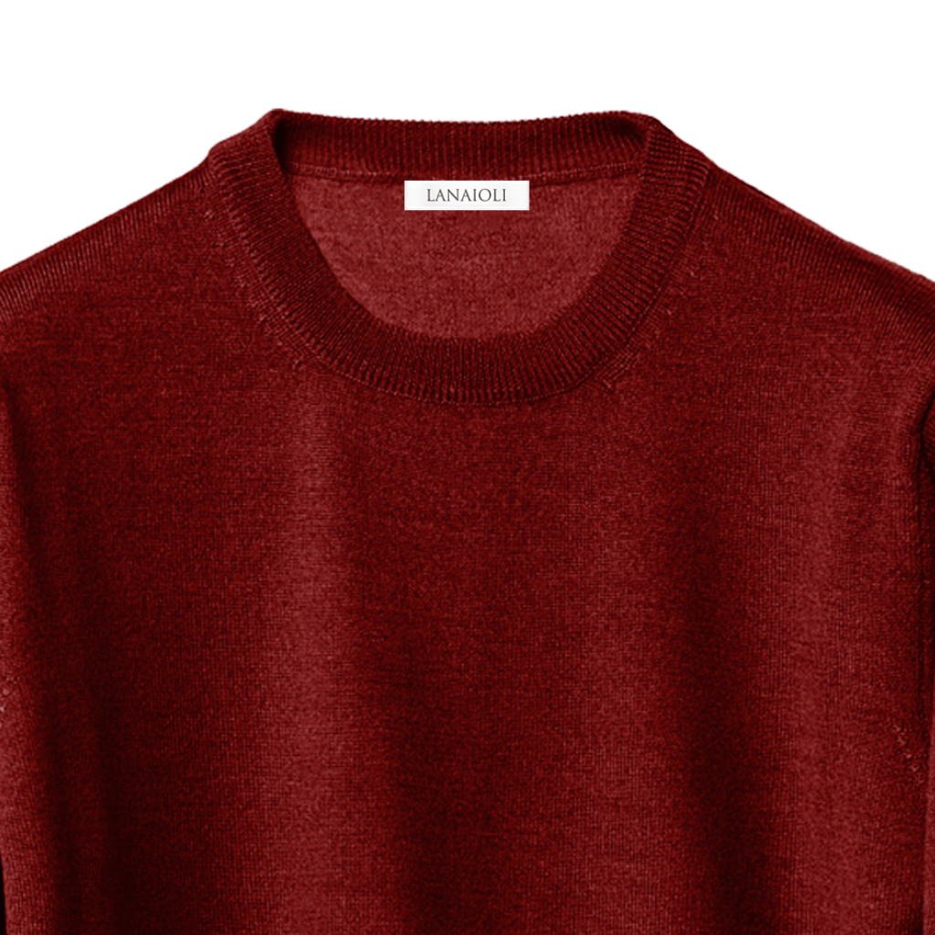 Men's Crew Neck Sweater in Cashmere, Silk, and Extrafine Merino Wool Blend