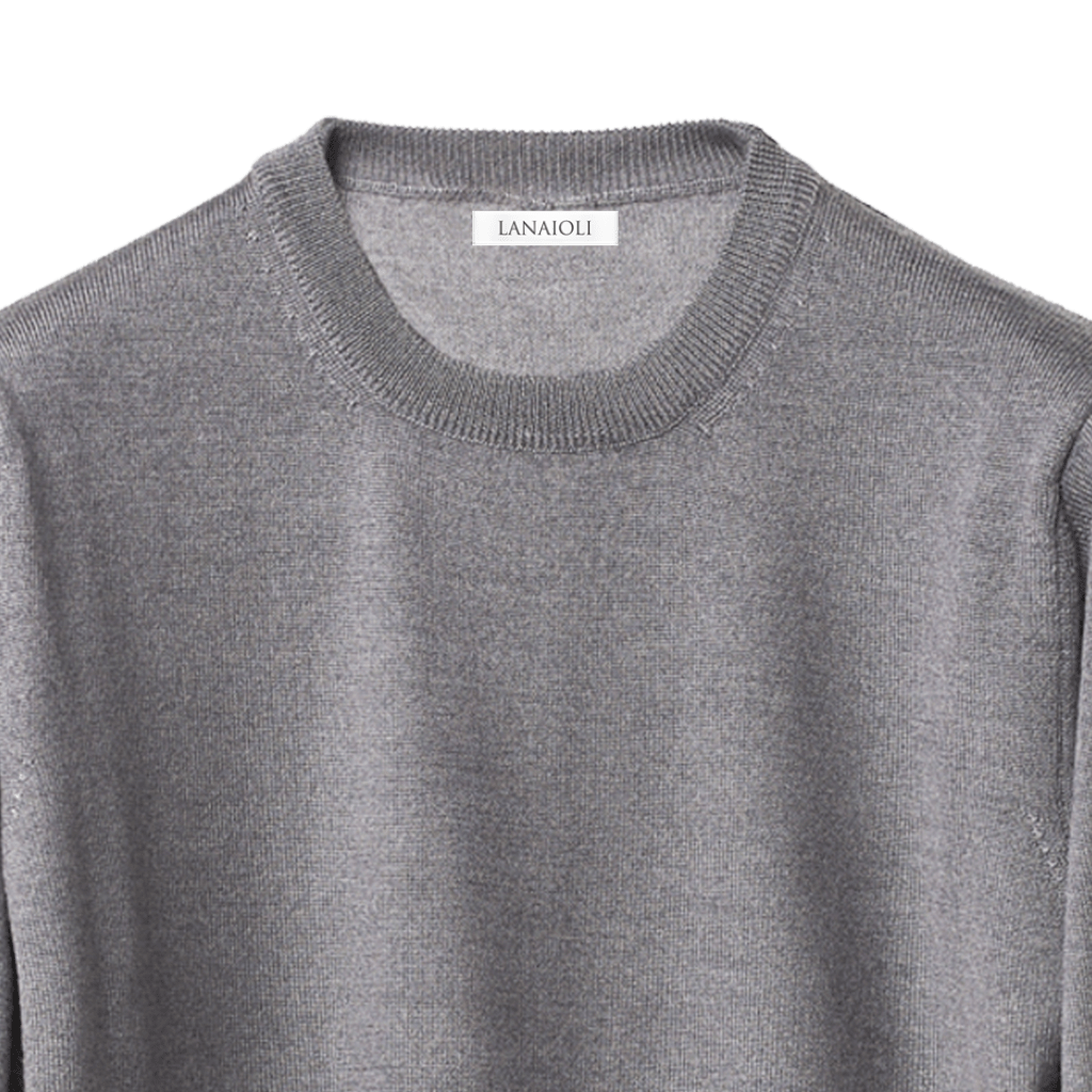 Men's Crew Neck Sweater in Cashmere, Silk, and Extrafine Merino Wool Blend