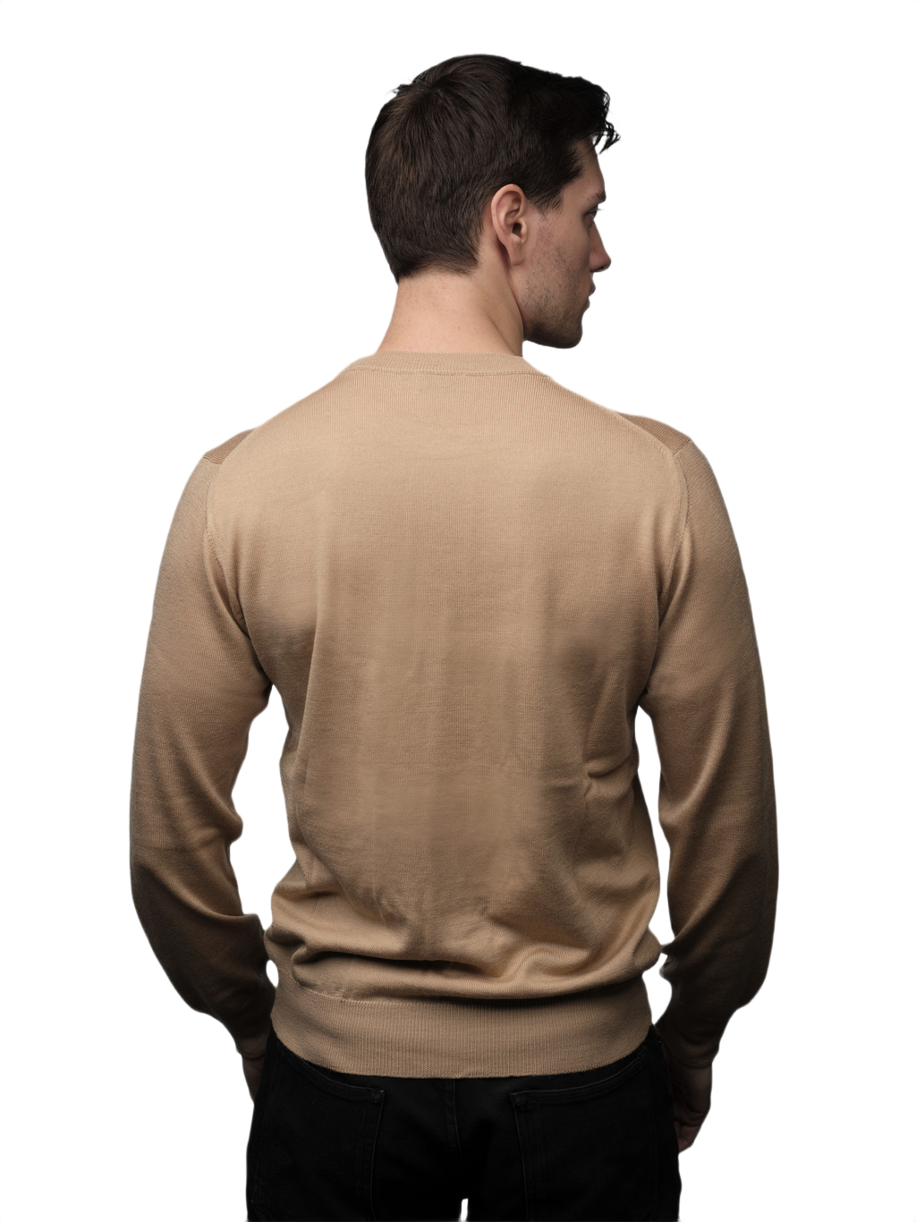 Men's Crew Neck Sweater in Cashmere, Silk, and Extrafine Merino Wool Blend