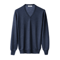 Men's V-Neck Sweater in Cashmere, Silk, and Extrafine Merino Wool Blend